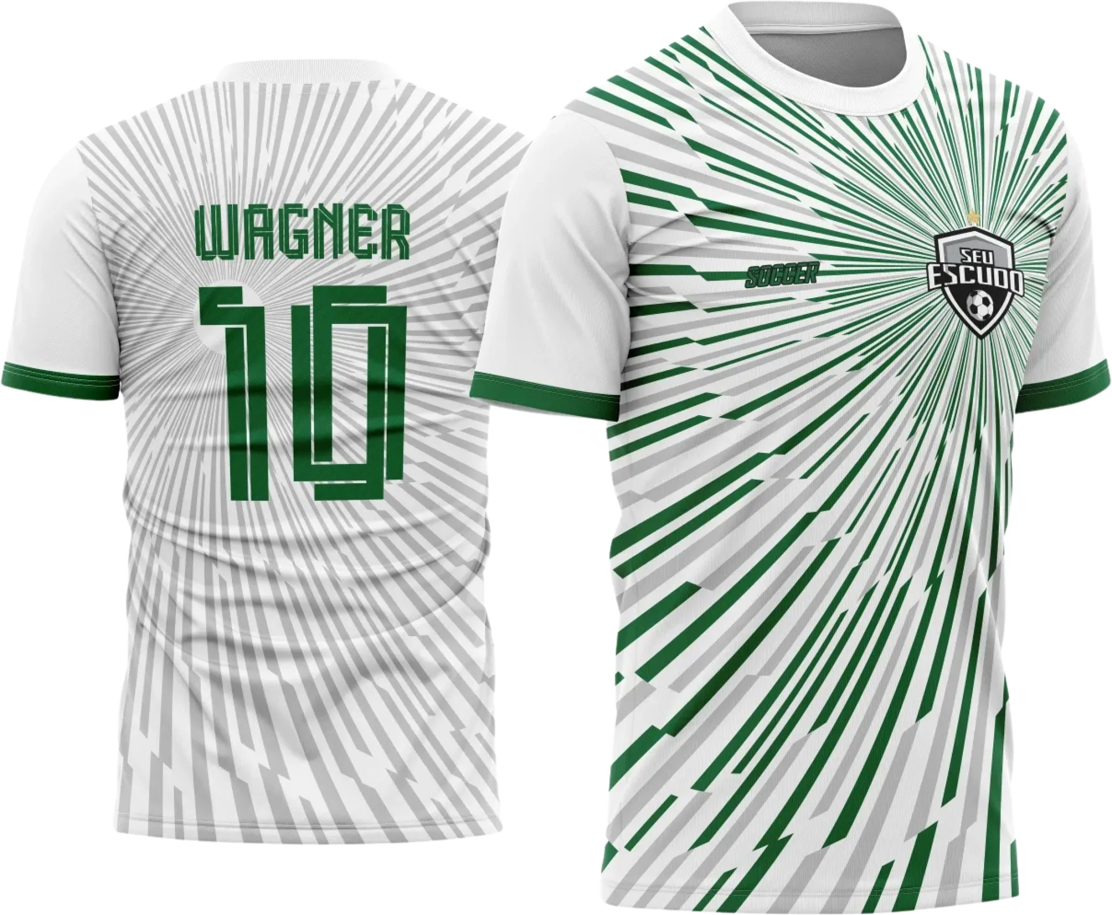 Camiseta unissex preta com logo no peito e estampa grande nas costas, tema de time amador, perfeita para partidas informais e eventos esportivos.