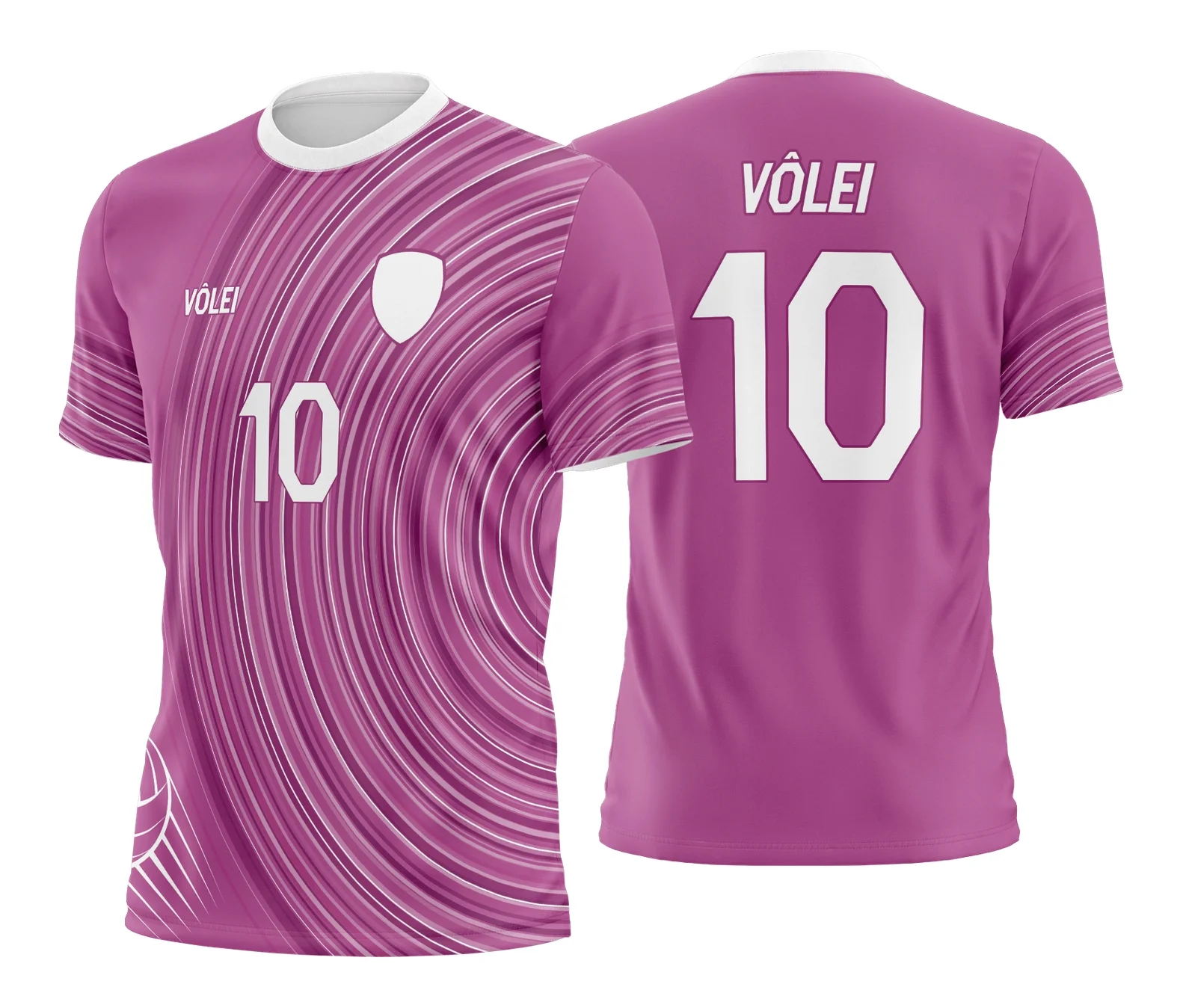 Camiseta unissex branca com logo no peito e estampa grande nas costas de camisa de vôlei, ideal para fãs do esporte, com design moderno e toque esportivo elegante.