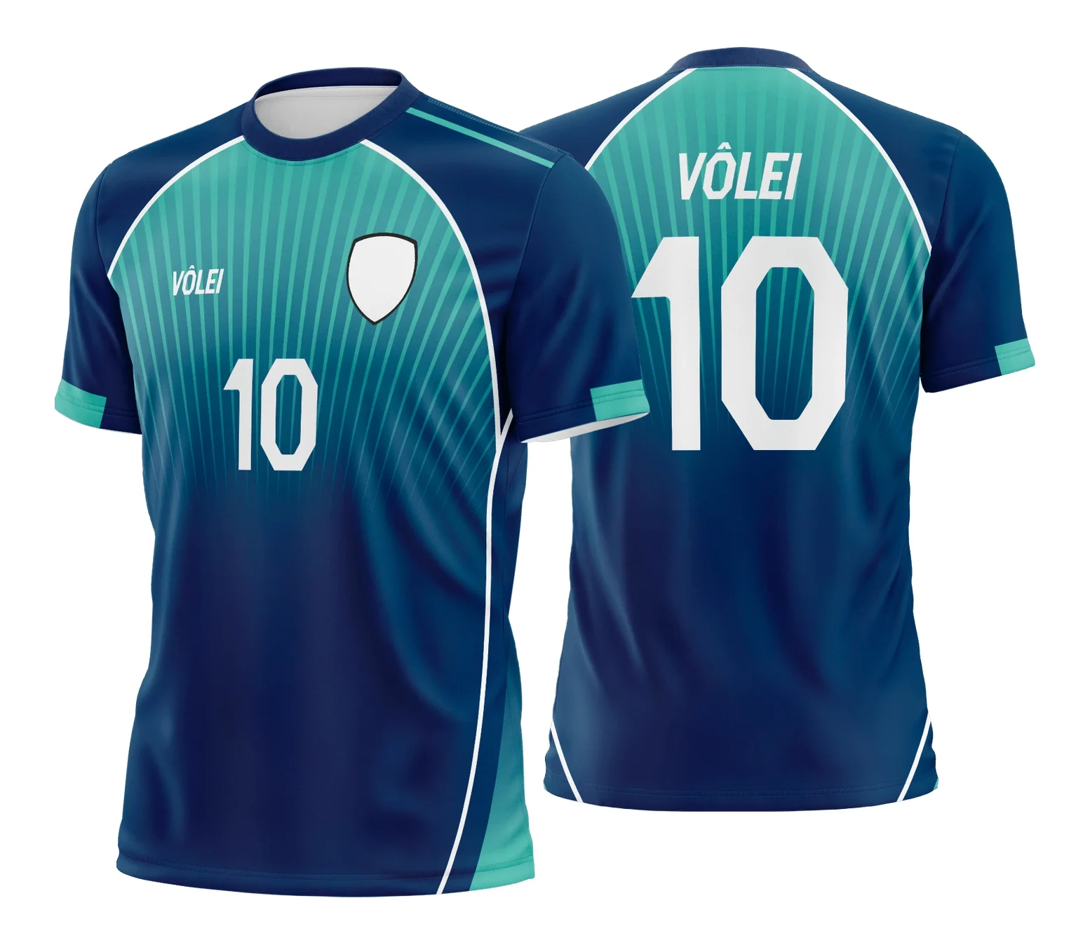 Camiseta unissex preta com logo no peito e estampa grande nas costas inspirada em camisa de vôlei, estilo moderno e esportivo, perfeita para atletas e fãs do vôlei.