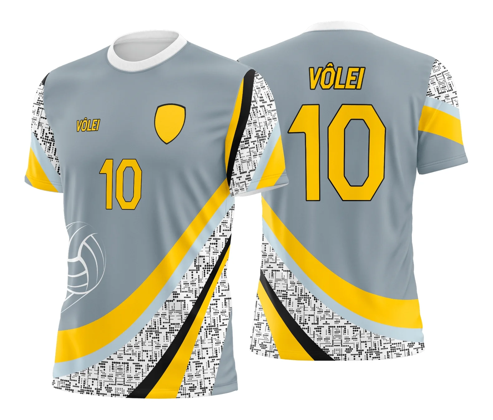 Camiseta unissex preta com logo no peito e estampa grande nas costas inspirada em camisa de vôlei, ideal para fãs do esporte.