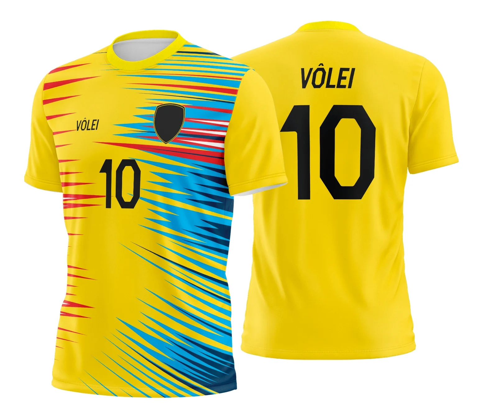 Camiseta unissex preta com logo no peito e estampa grande nas costas inspirada em camisa de vôlei, ideal para quem gosta de esportes e estilo.