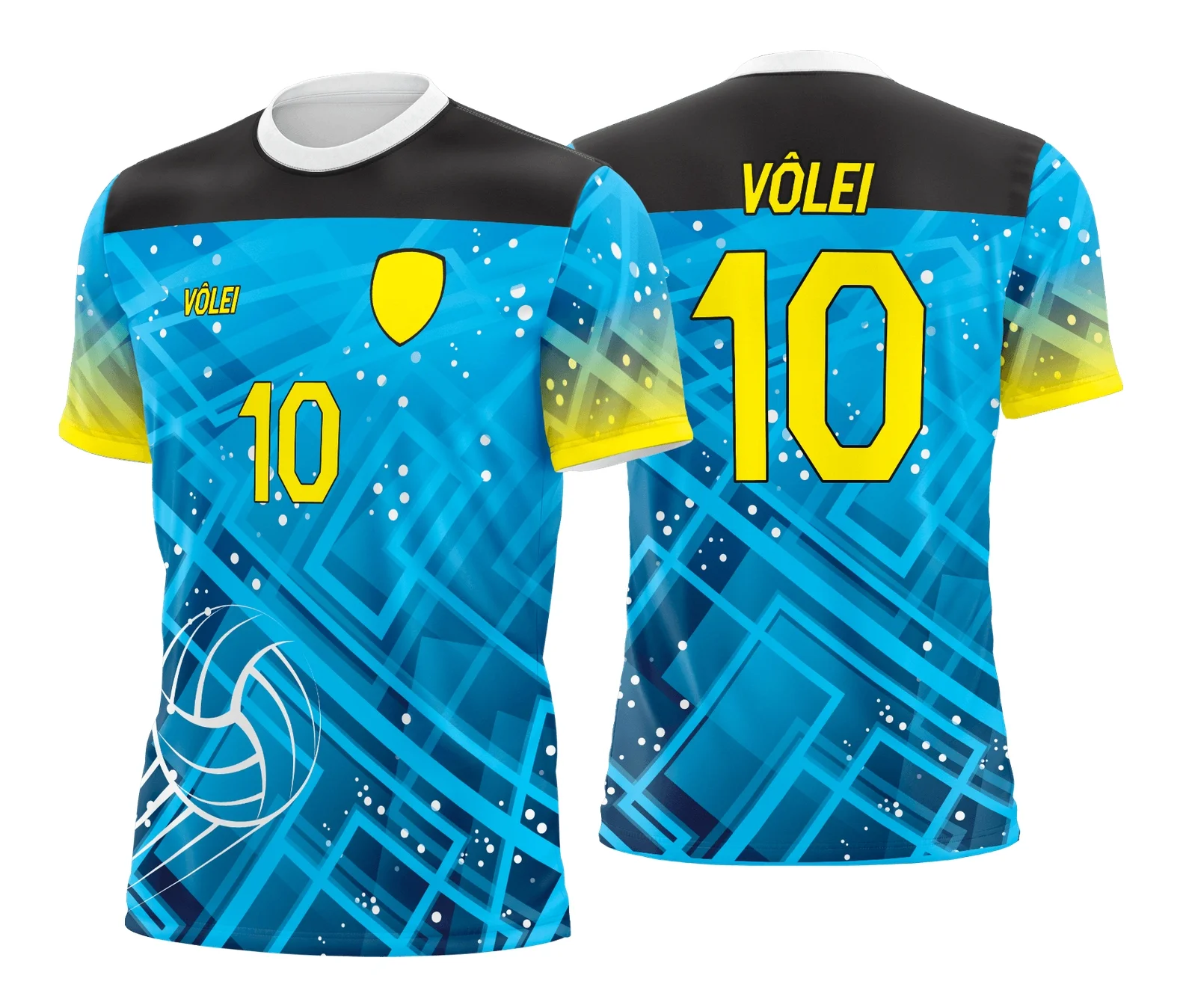 Camiseta unissex preta com logo no peito e estampa grande nas costas, tema Camisa de Vôlei, ideal para quem busca estilo e identidade esportiva.