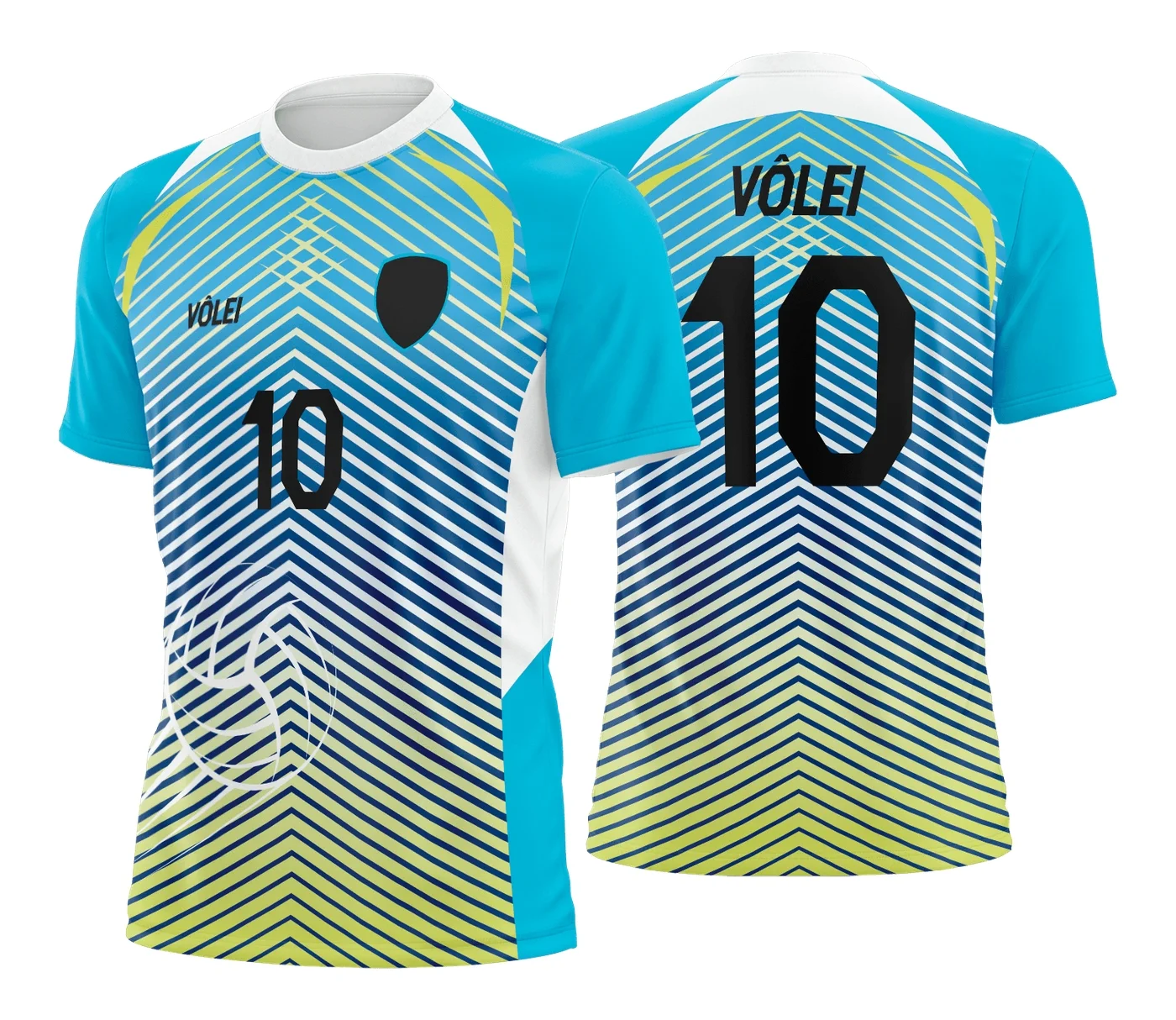 Camiseta unissex preta com logo no peito e estampa grande nas costas inspirada em vólei, perfeita para times e fãs de vôlei.