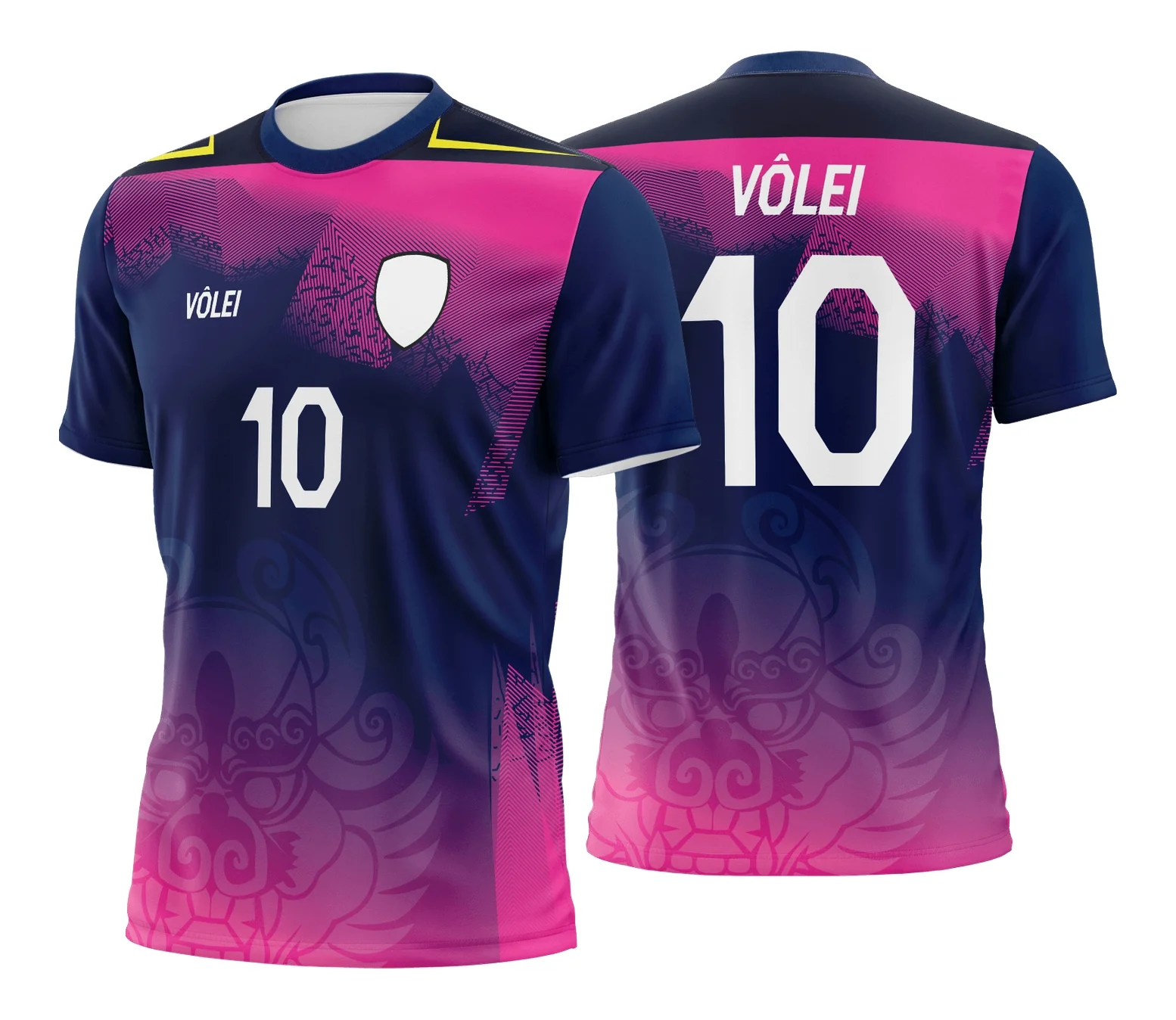 Camiseta unissex preta com logo no peito e estampa grande nas costas temática de vôlei, perfeita para fãs e atletas do esporte.