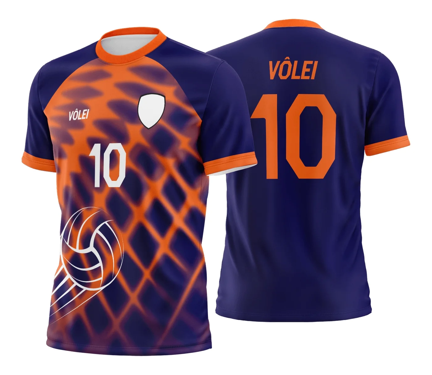 Camiseta unissex preta com logo no peito e estampa grande nas costas com tema de camisa de vôlei, ideal para fãs do esporte e uso casual.