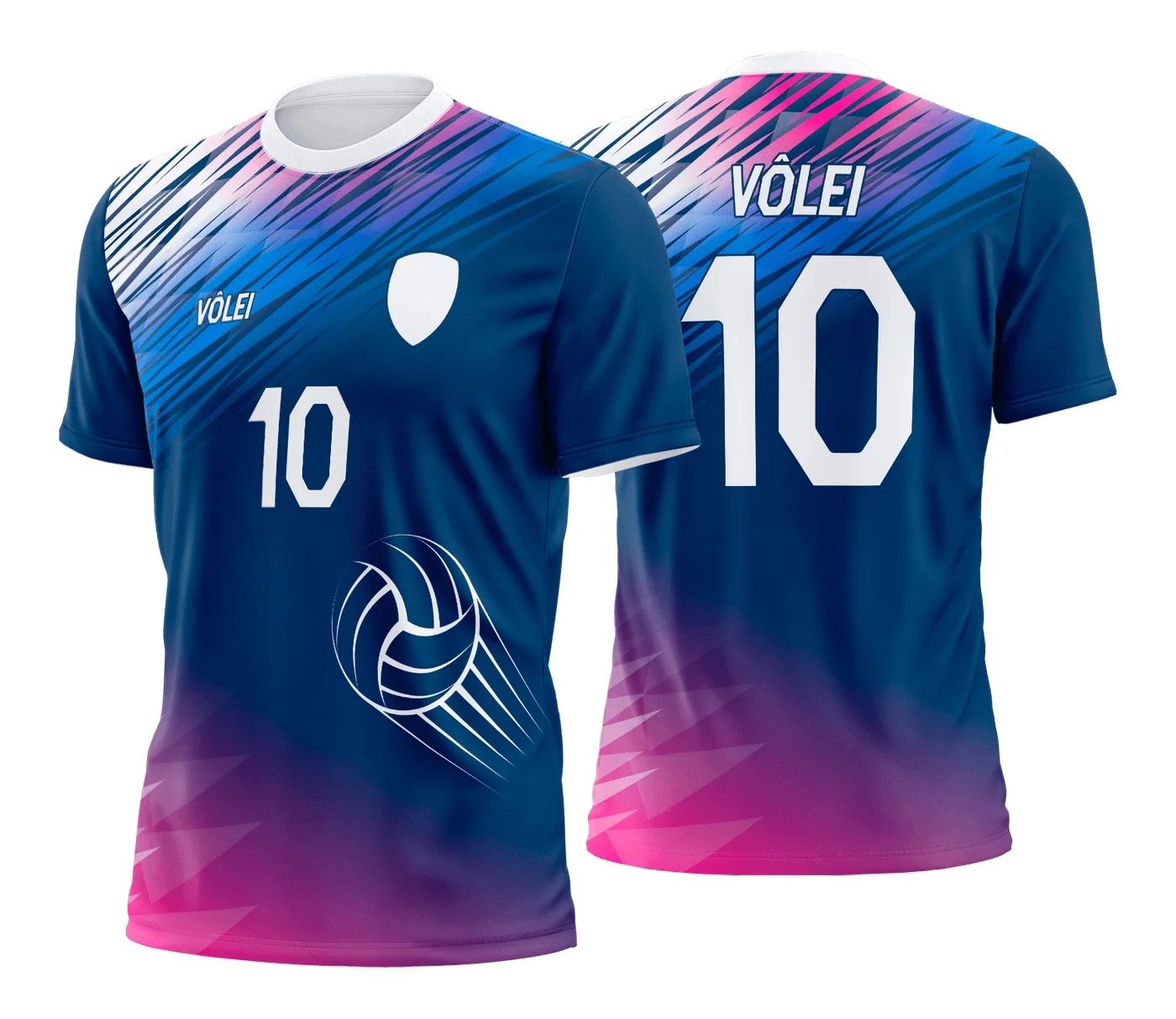 Camiseta unissex preta com logo no peito e estampa grande nas costas, tema Camisa de Vôlei, perfeita para quem ama esporte e estilo casual.