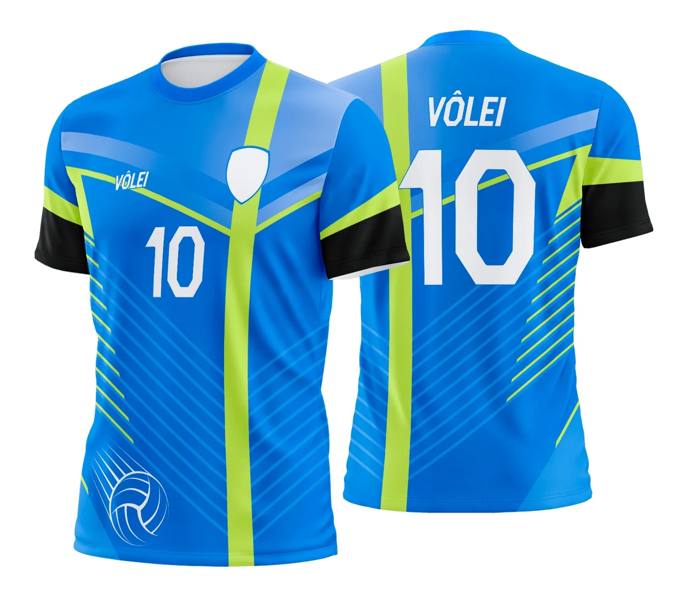 Camiseta unissex branca com logo no peito e estampa grande nas costas mostrando temática de vôlei, design moderno e esportivo, ideal para fãs e atletas de vôlei.