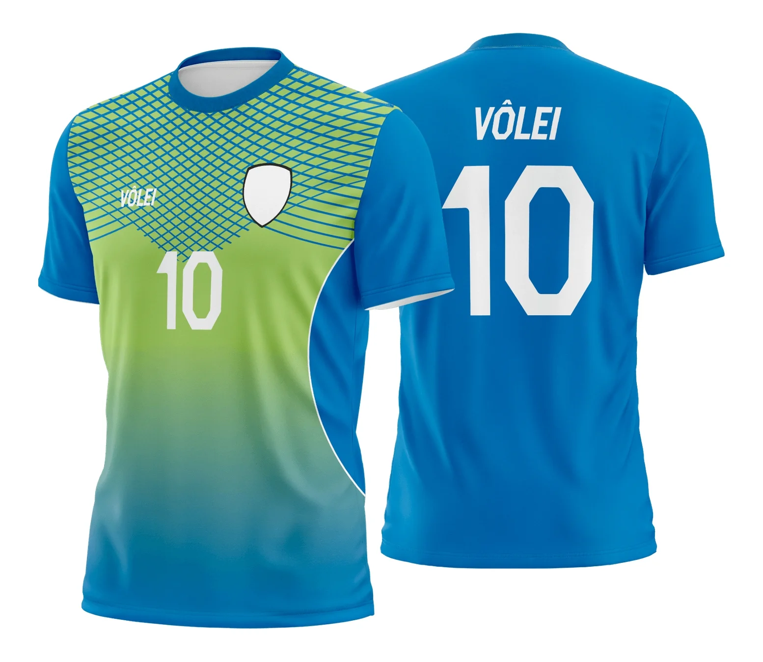 Foto de camiseta unissex preta com logo no peito e estampa grande nas costas temática de vôlei, destacando design moderno e esportivo para fãs do esporte.