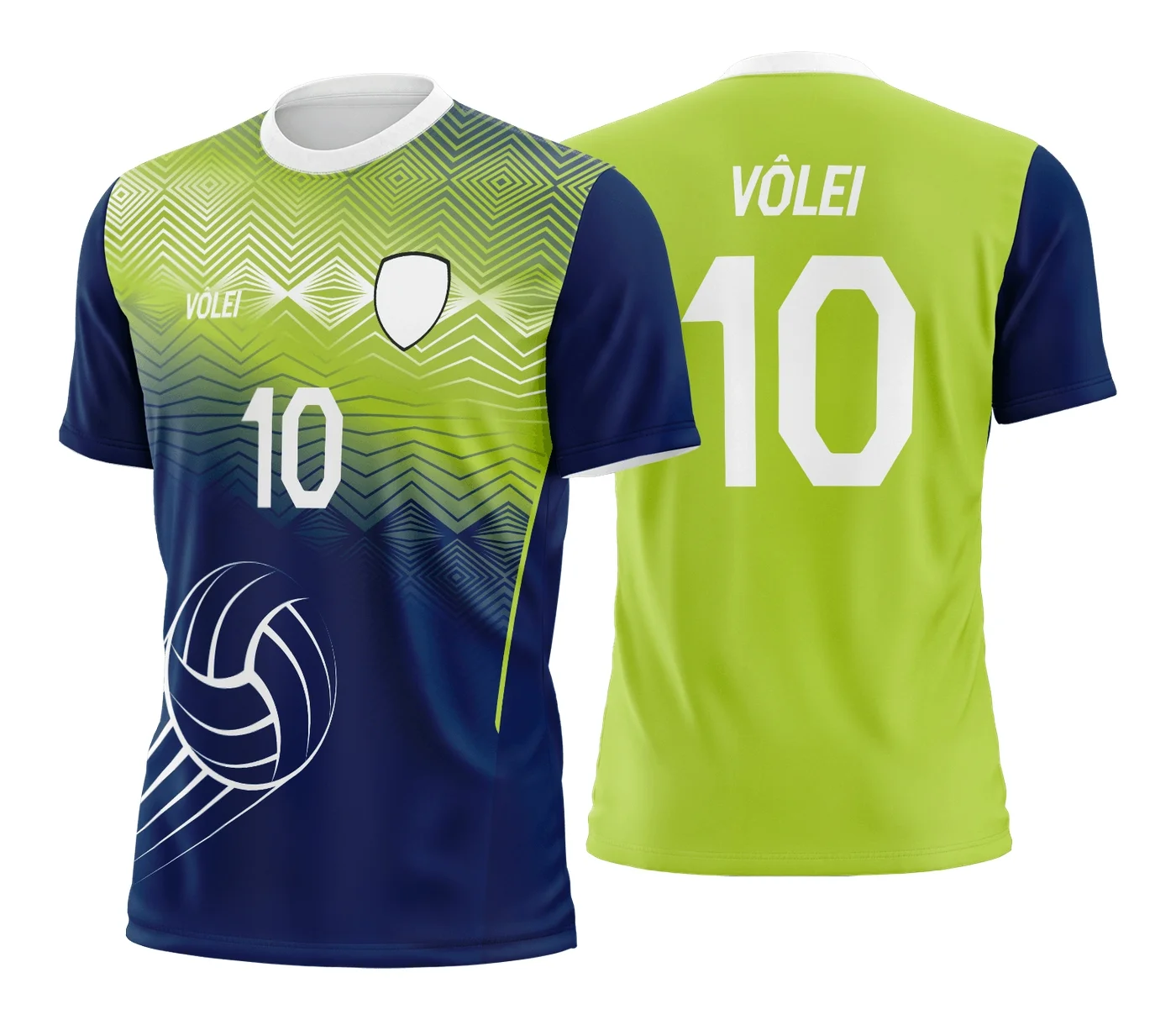 Camiseta unissex branca com logo no peito e estampa grande nas costas com tema de camisa de vôlei, ideal para quem ama o esporte e quer estilo e conforto.