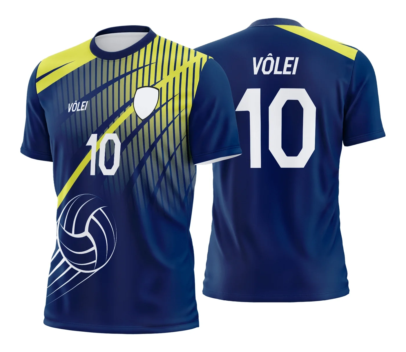 Camiseta unissex preta com logo no peito e estampa grande nas costas com tema de camisa de vôlei, visual moderno e esportivo perfeito para fãs do vôlei.