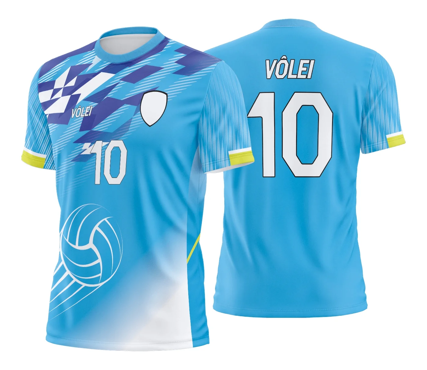 Camiseta unissex preta com logo no peito e estampa grande nas costas com tema de camisa de vôlei, ideal para os amantes do esporte.