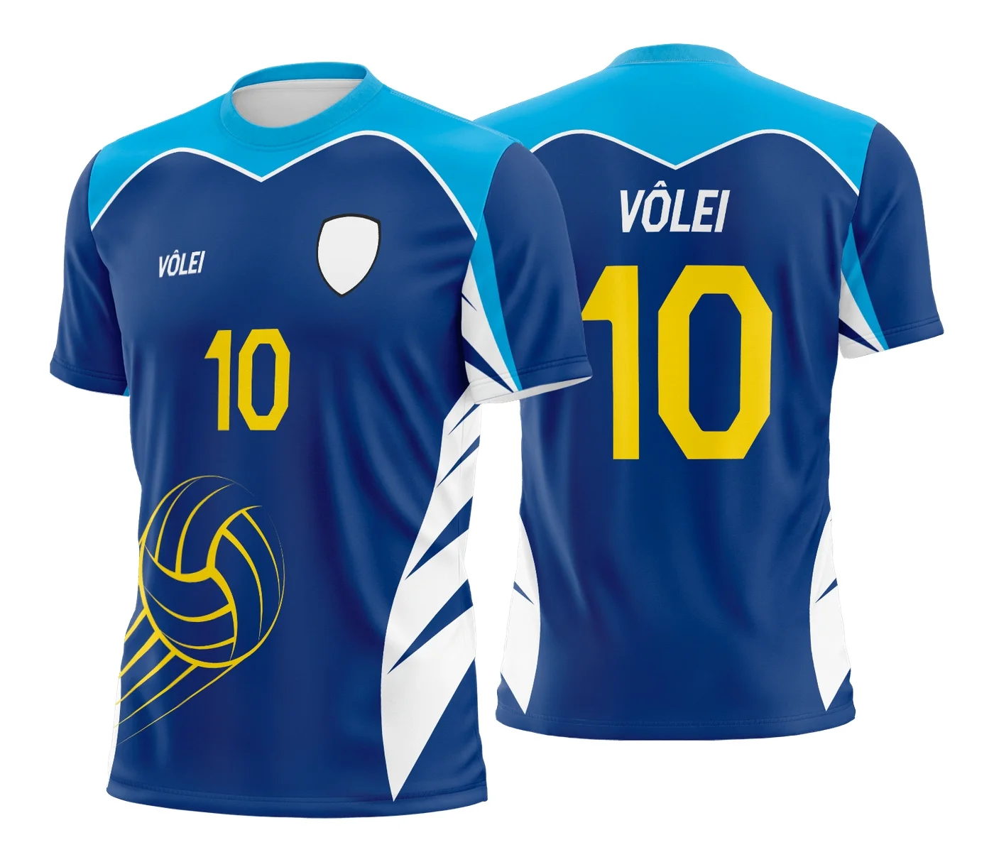 Camiseta unissex preta com logo no peito e estampa grande nas costas com tema de camisa de vôlei, destacando esportividade e estilo para quem ama o vôlei.