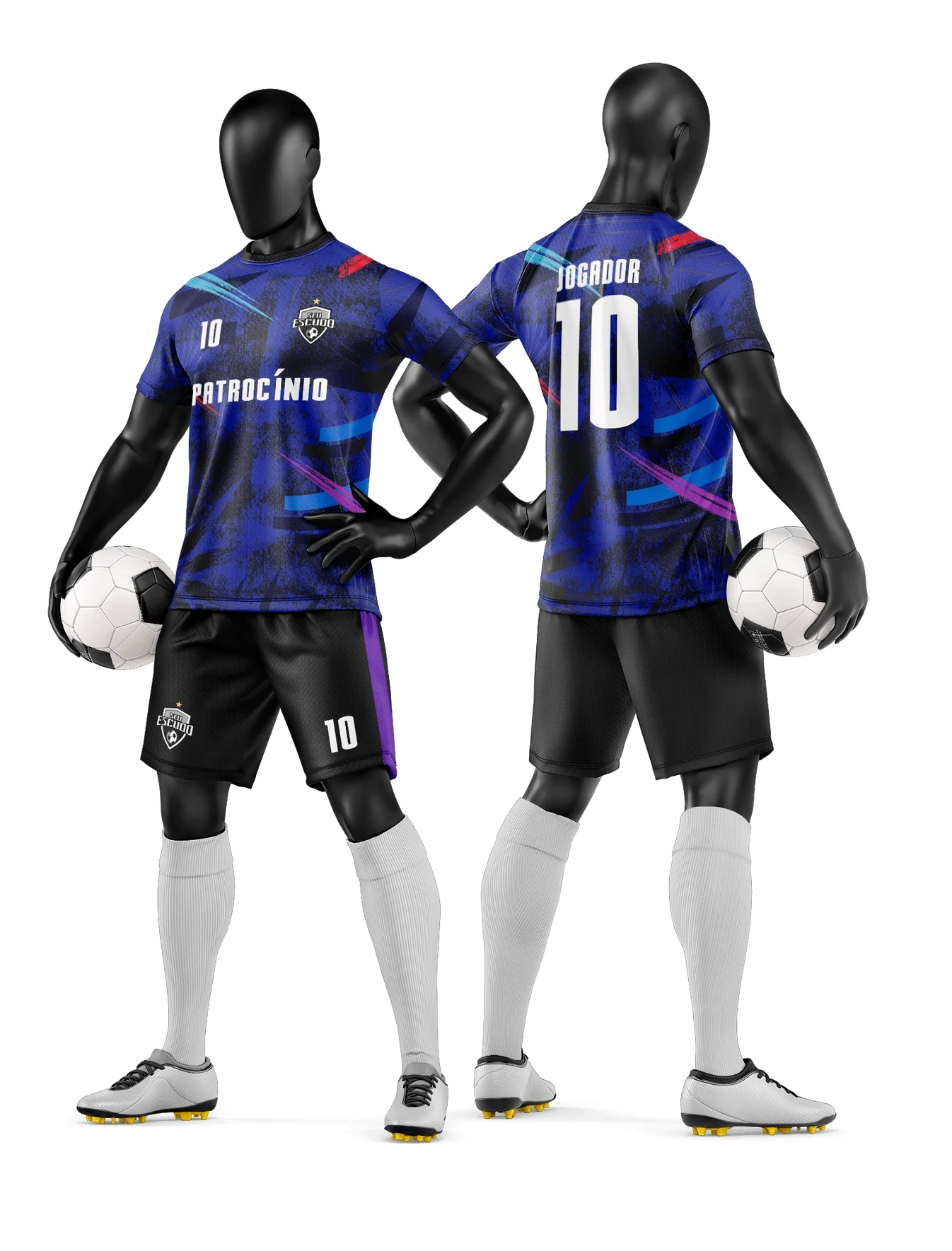 Camiseta unissex branca com logo no peito e estampa grande nas costas de time de futebol amador, estilo moderno e esportivo ideal para partidas e treinamentos.