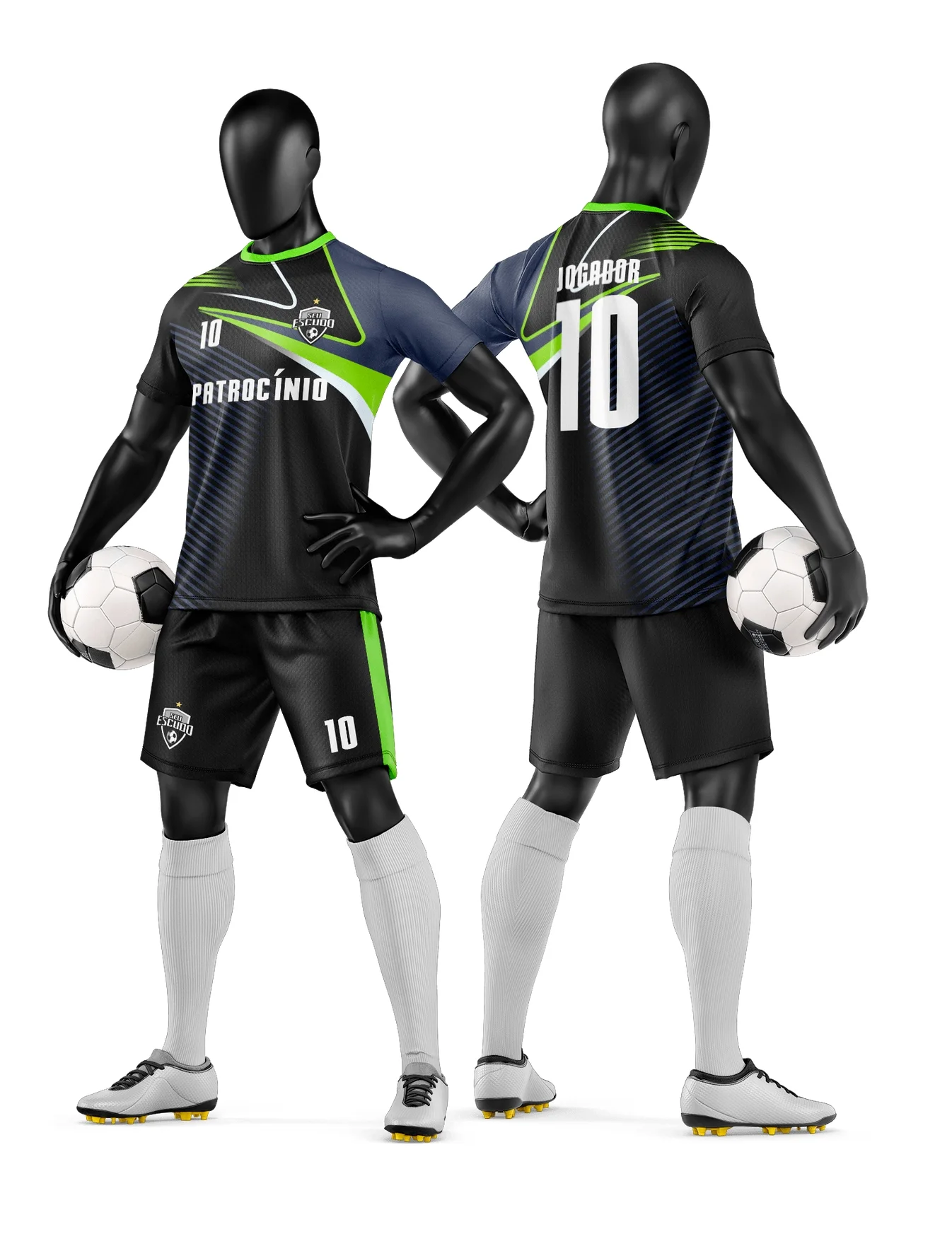 Camiseta unissex com base branca, logo no peito e estampa grande nas costas temática de time de futebol amador, ideal para partidas e torcida apaixonada.