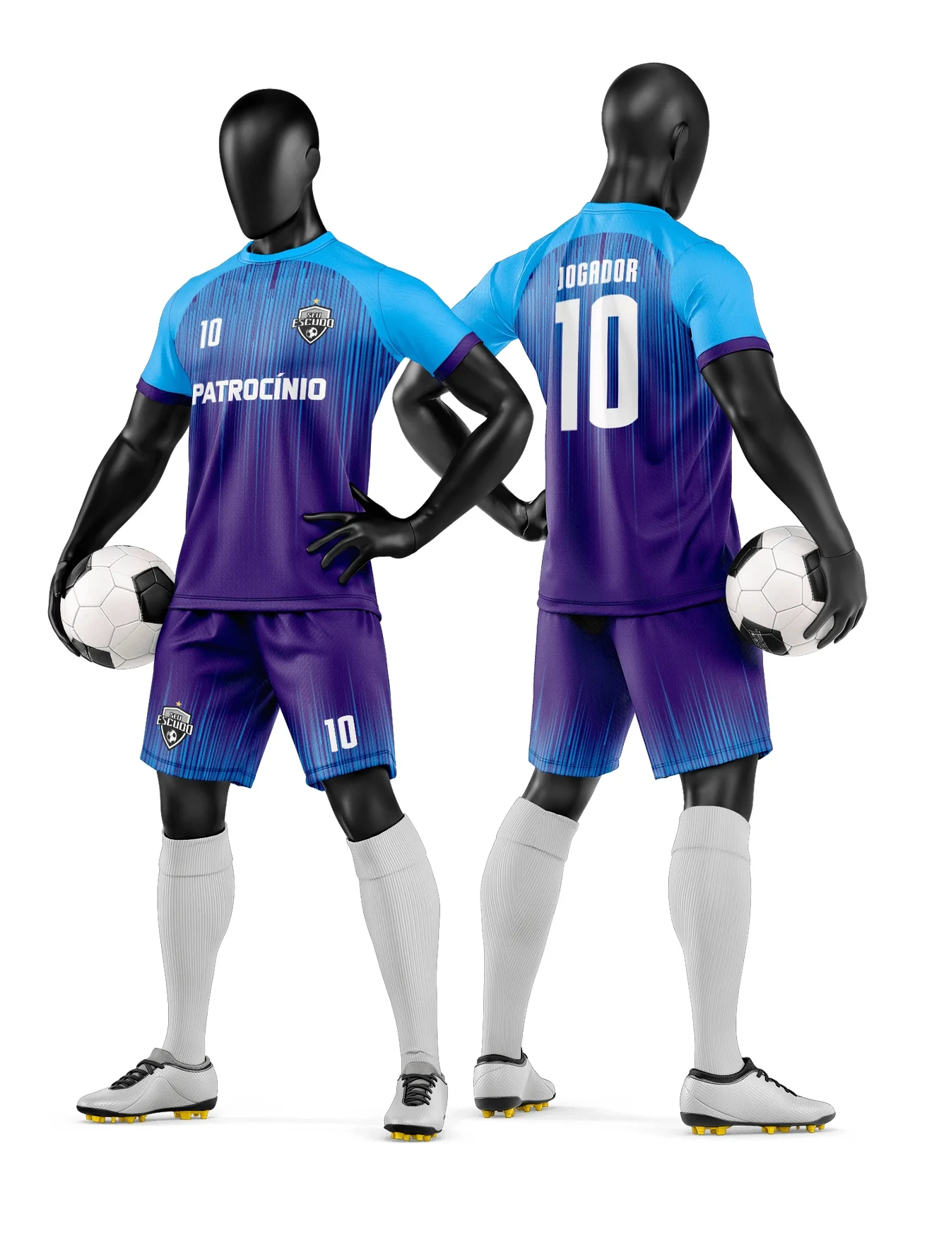 Camiseta unissex com cor preta, logo no peito e estampa grande nas costas representando time de futebol amador, ideal para uso casual e esportivo.