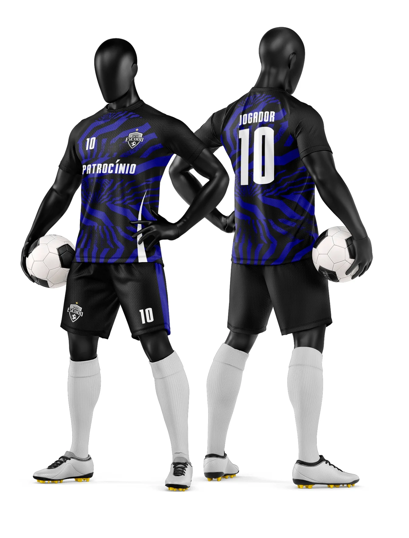 Camiseta unissex branca com logo no peito e estampa grande nas costas, tema time de futebol amador, ideal para partidas e eventos esportivos