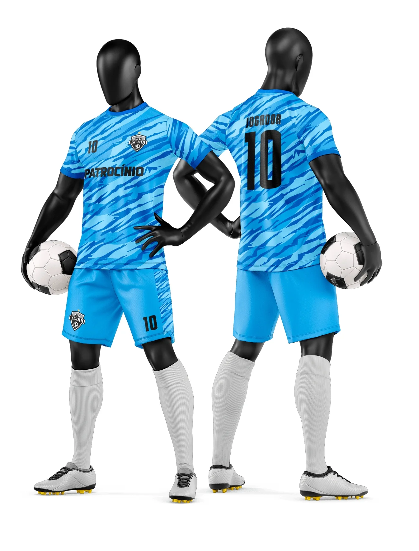 Camiseta unissex preta com logo no peito e estampa grande nas costas do time de futebol amador, ideal para partida entre amigos e uso casual.