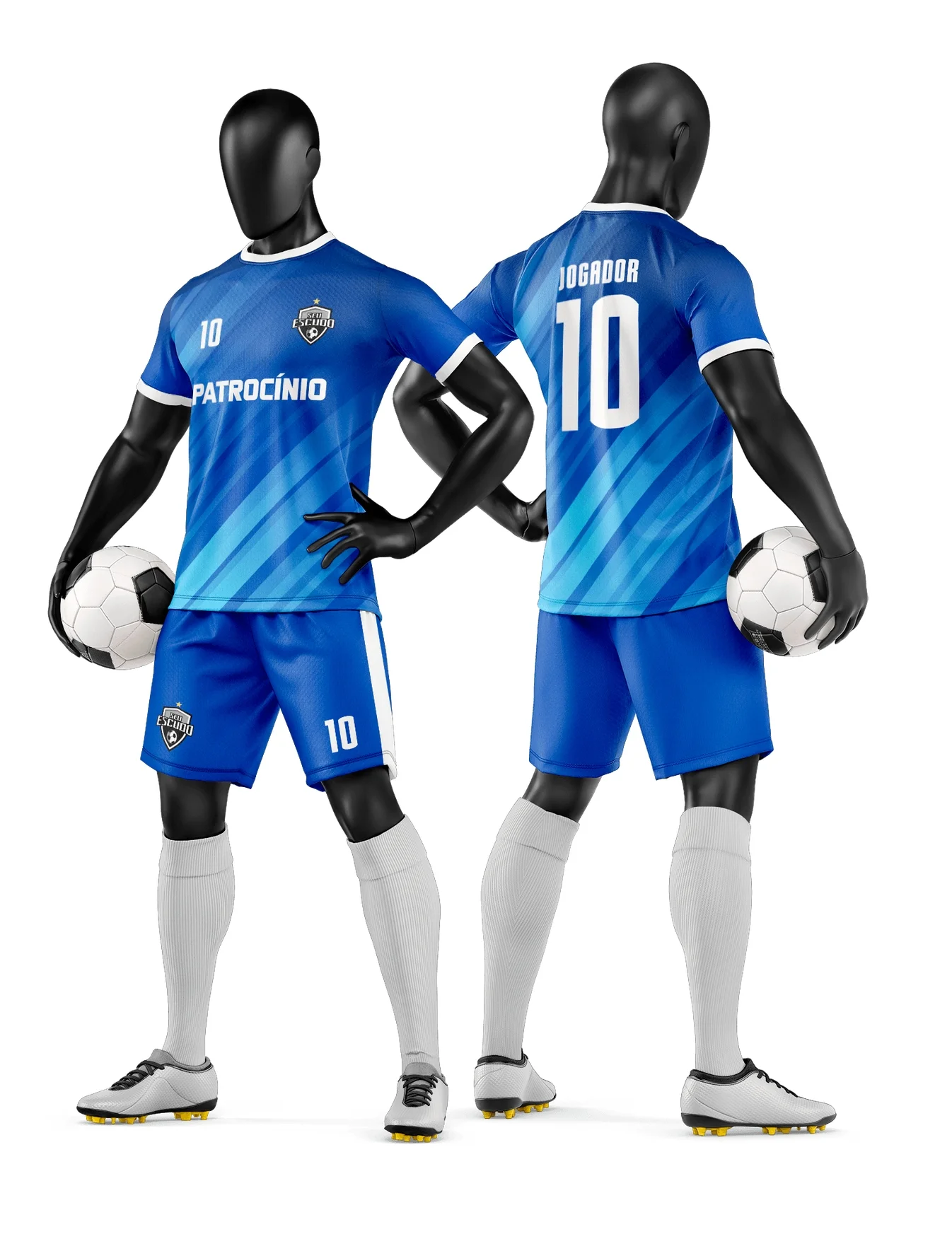 Camiseta unissex preta com logo no peito e estampa grande nas costas mostrando tema de time de futebol amador, ideal para jogos e treinos.