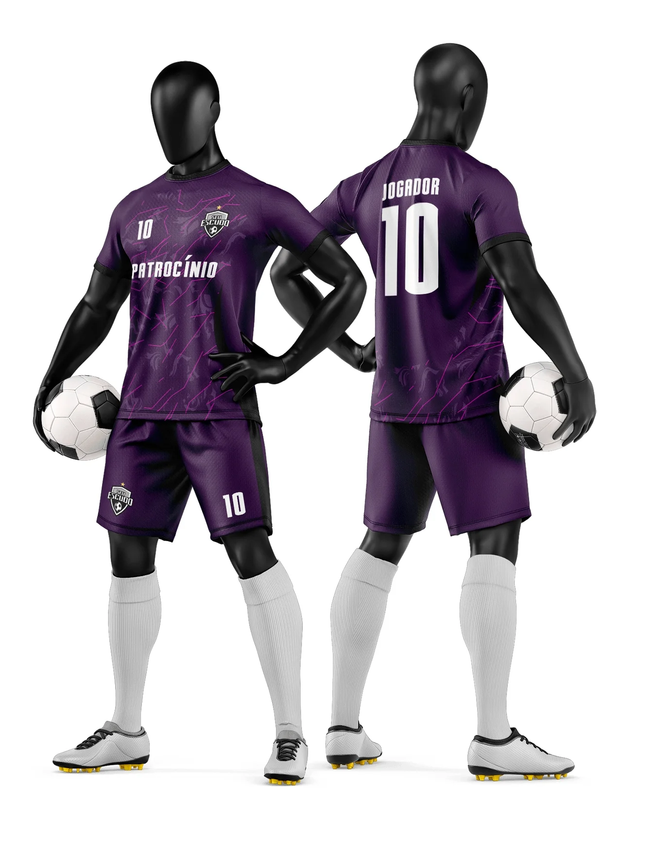 Camiseta unissex preta com logo no peito e estampa grande nas costas, tema time de futebol amador, ideal para torcidas e equipes esportivas.