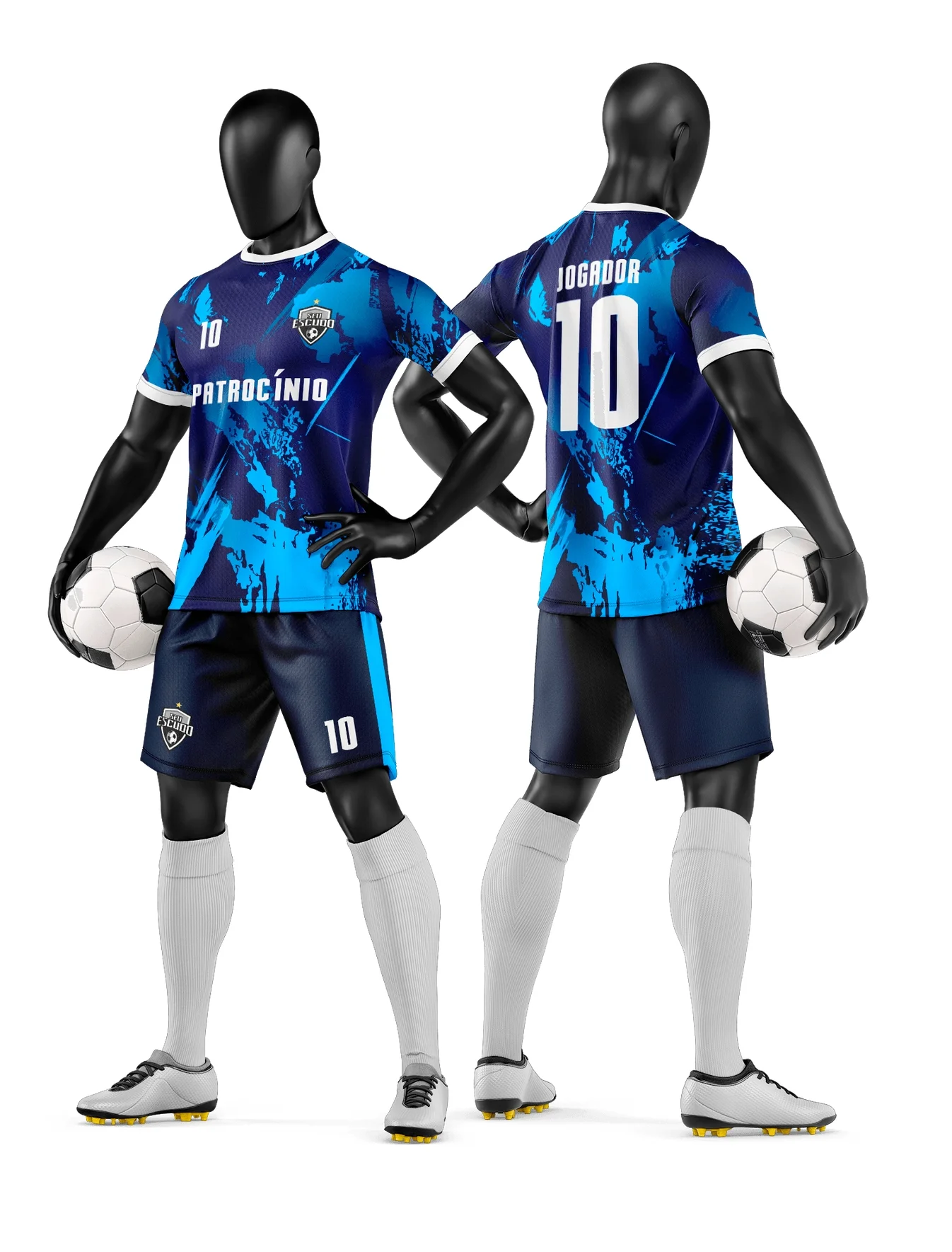 Camiseta unissex preta com logo no peito e estampa grande nas costas, tema de time de futebol amador, perfeita para partidas e torcidas apaixonadas.