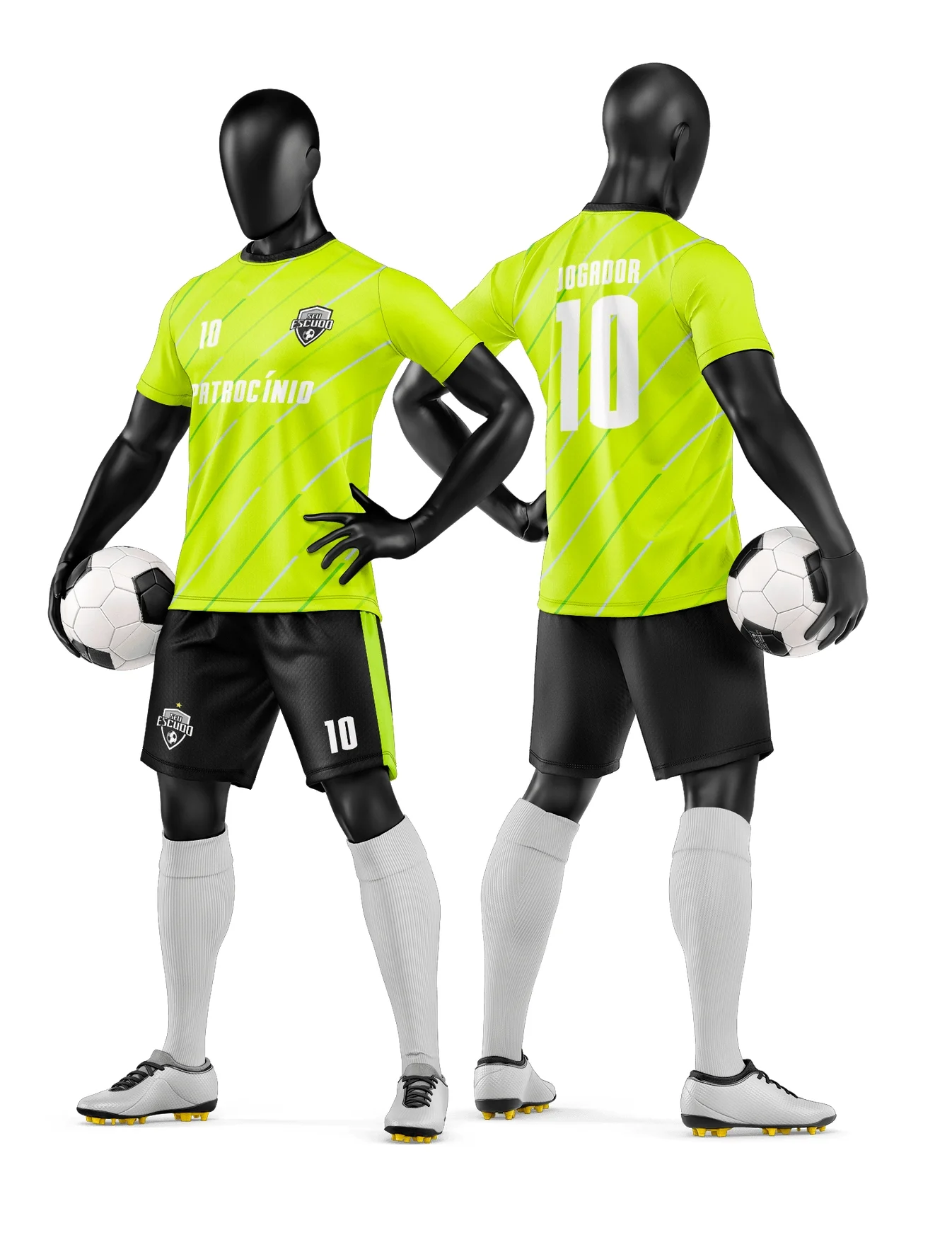 Camiseta unissex preta com logo no peito e estampa grande nas costas, temática de time de futebol amador, ideal para partidas e treinos informais.