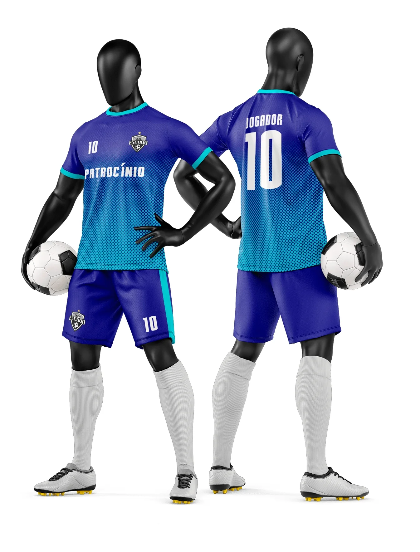 Camiseta unissex com base branca, logo no peito e estampa grande nas costas com tema de time de futebol amador, ideal para torcida e jogadores