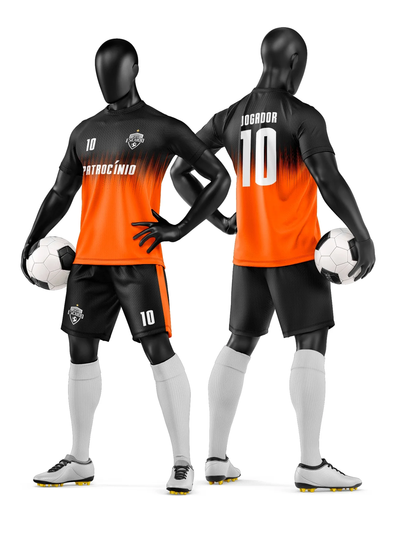 Camiseta unissex preta com logo no peito e estampa grande nas costas com design inspirado em time de futebol amador, garantindo visual único e esportivo.