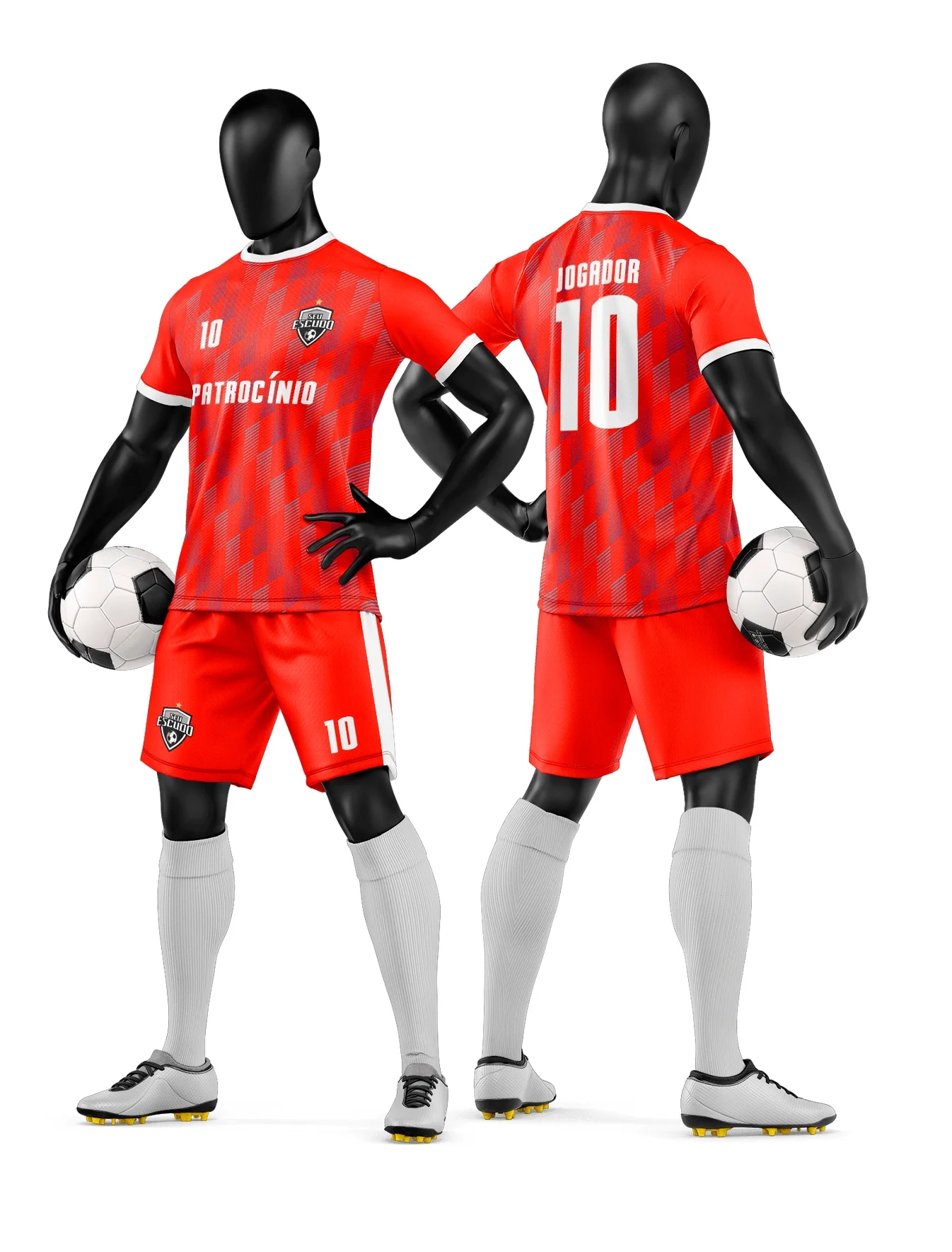 Camiseta unissex branca com logo no peito e estampa grande nas costas de time de futebol amador, ideal para uniformizar equipes com estilo marcante e esportivo.