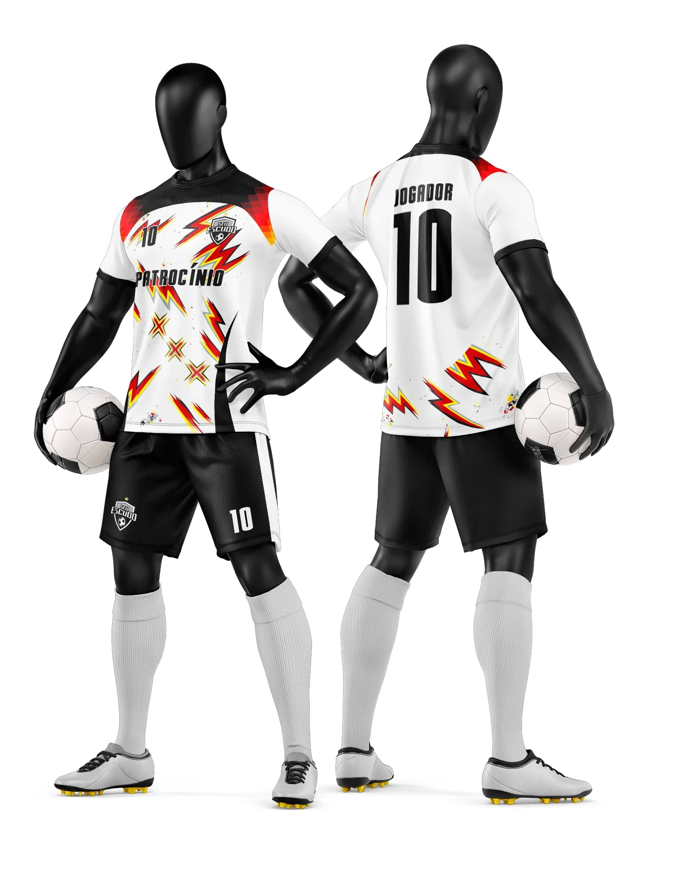 Camiseta unissex preta com logo no peito e estampa grande nas costas temática de time de futebol amador, ideal para torcedores e jogadores em partidas informais.