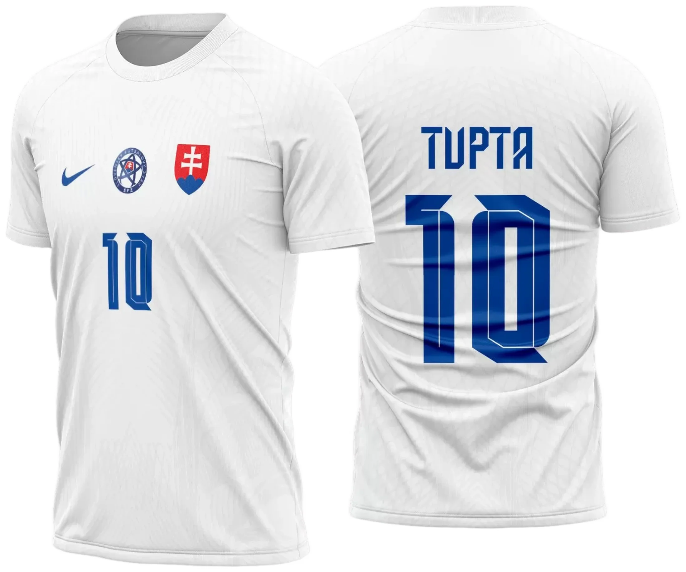 Camiseta unissex preta com logo no peito e estampa grande nas costas com tema da Camisa Eslováquia Reserva 2024 2025, destacando design moderno e detalhes em vermelho e branco.