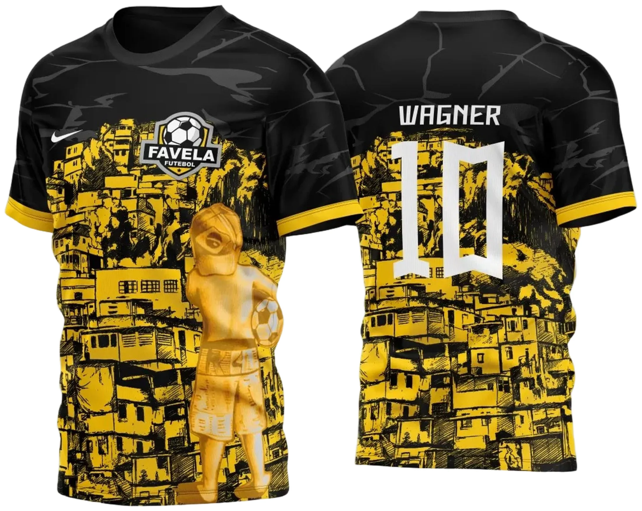 Arte Vetor Camisa Favela Menino com Bola