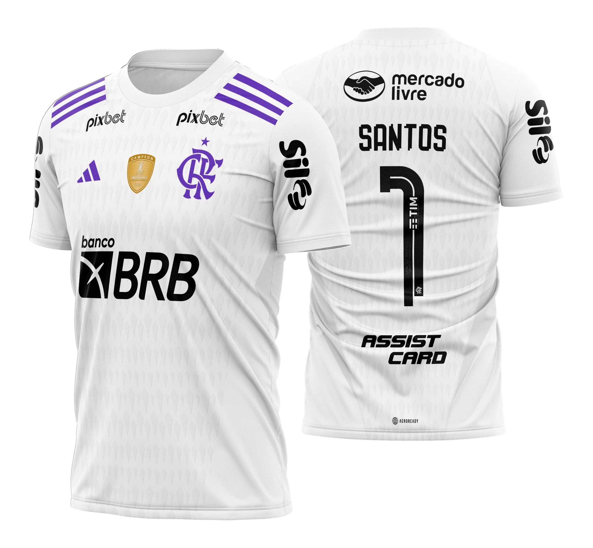 Arte vetorizada da camisa do goleiro do Flamengo para a temporada 2023-24, na cor branca, destacando detalhes exclusivos do design.