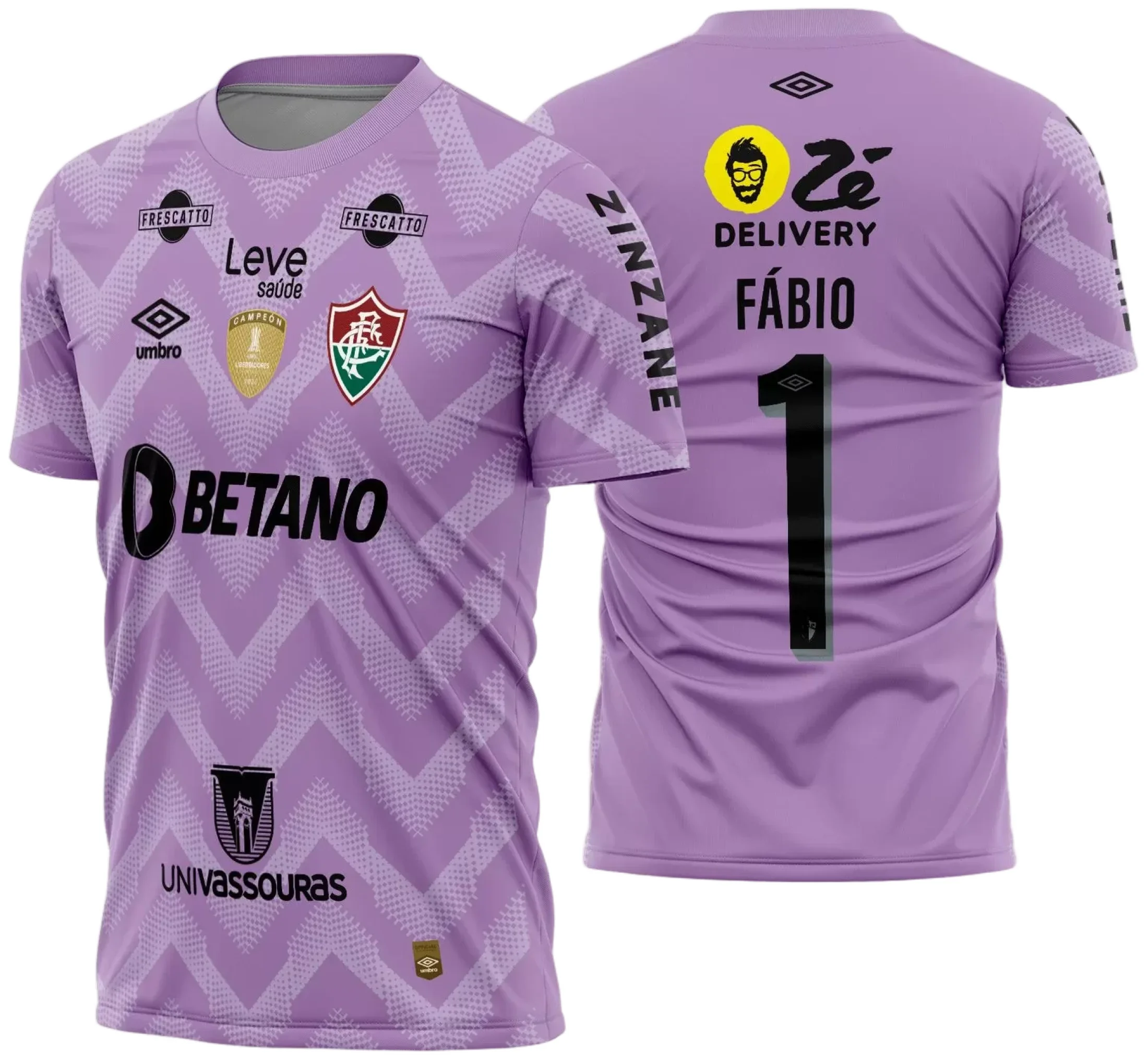 Camiseta unissex preta com logo do Fluminense no peito e estampa grande nas costas do goleiro para temporada 2024-2025, ideal para torcedores e colecionadores.