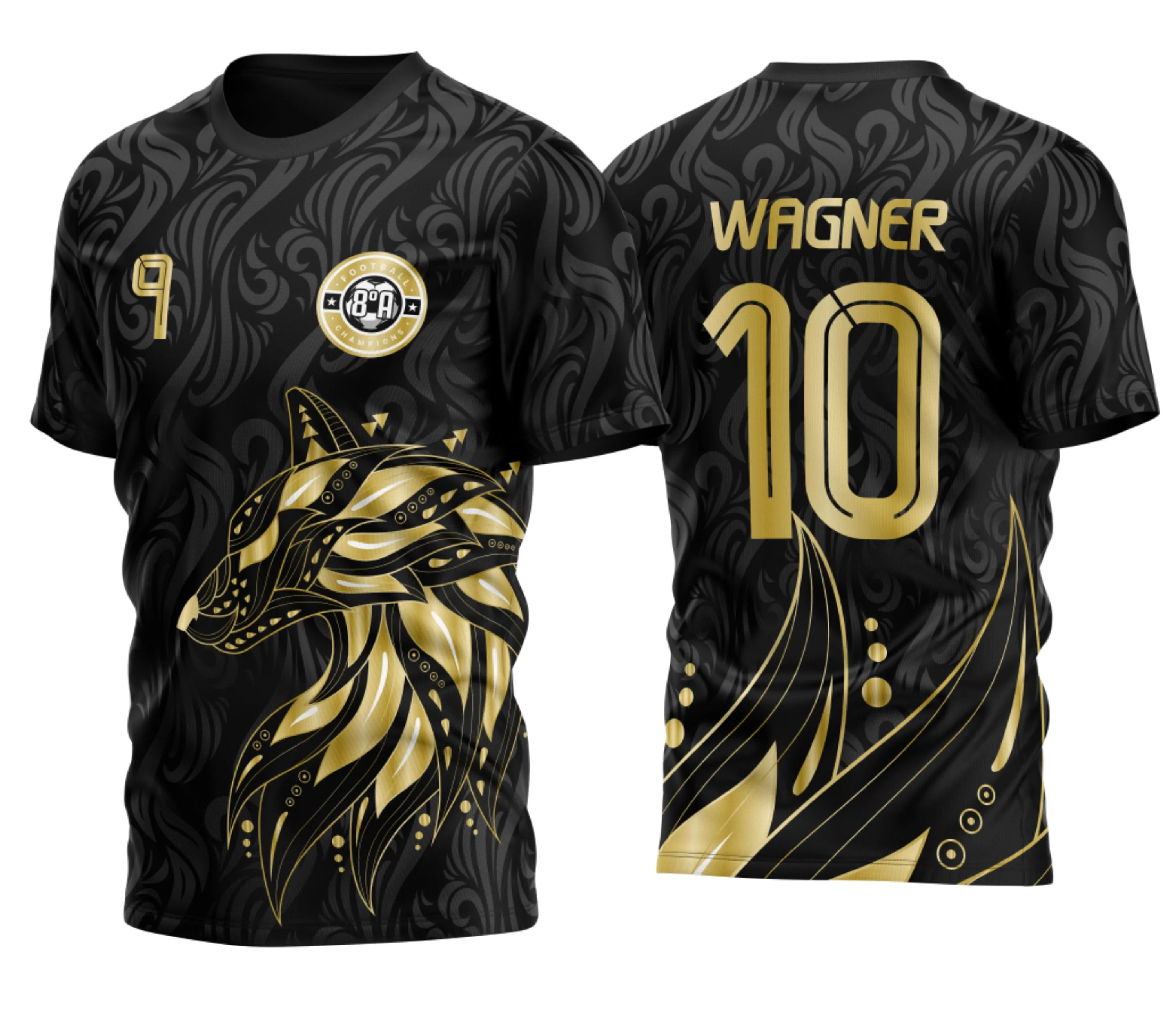 Camiseta unissex preta com logo no peito e estampa grande nas costas destacando o tema Fox Black Edition, perfeita para quem busca estilo e personalidade na roupa