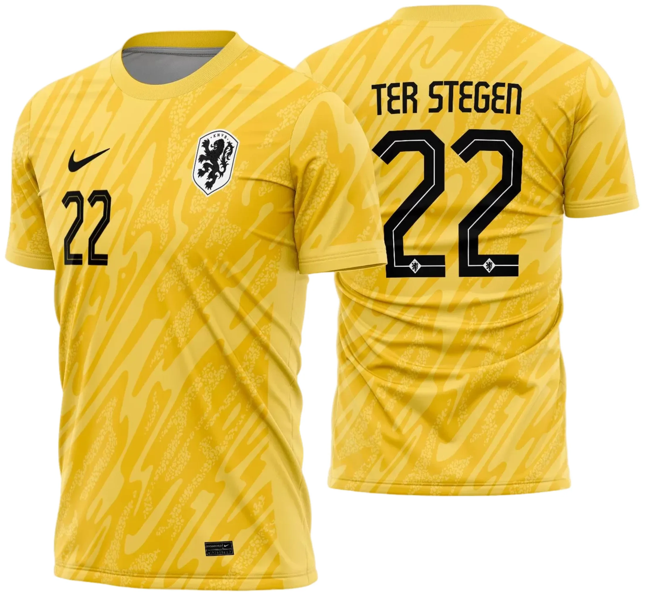 Camiseta unissex preta com logo no peito e estampa grande nas costas inspirada na camisa do goleiro da Holanda 2024 2025, design moderno e exclusivo, perfeita para fãs e colecionadores.