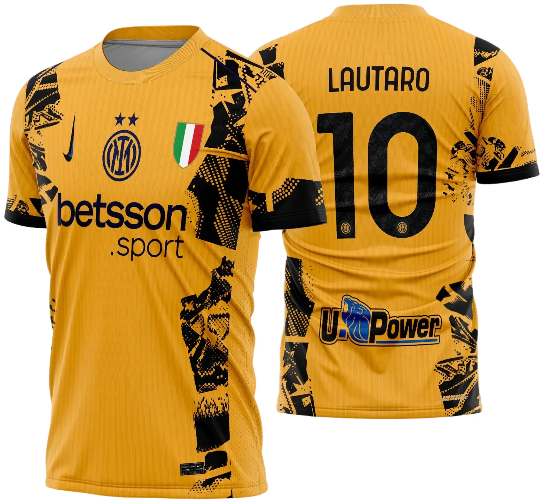 Foto de camiseta unissex preta com logo no peito e estampa grande nas costas da Inter de Milão Terceira 2024 2025, perfeita para fãs do time e estilo esportivo.