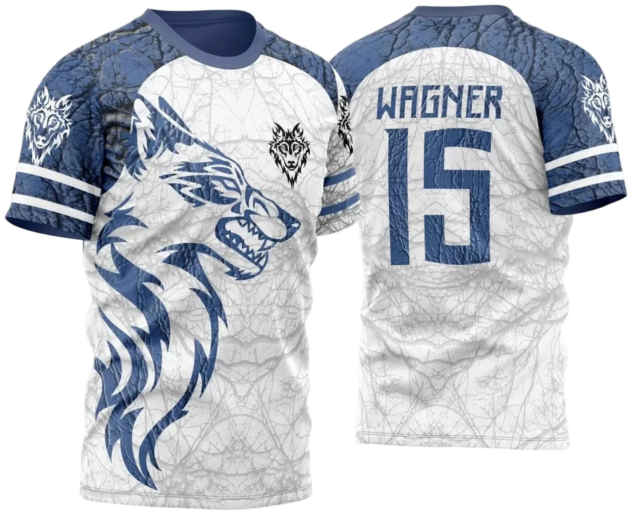 Camiseta unissex preta com logo no peito e estampa grande nas costas com tema InterClasse 2024 Lobo, estilo moderno e vibrante, ideal para eventos e uniformes de grupo.