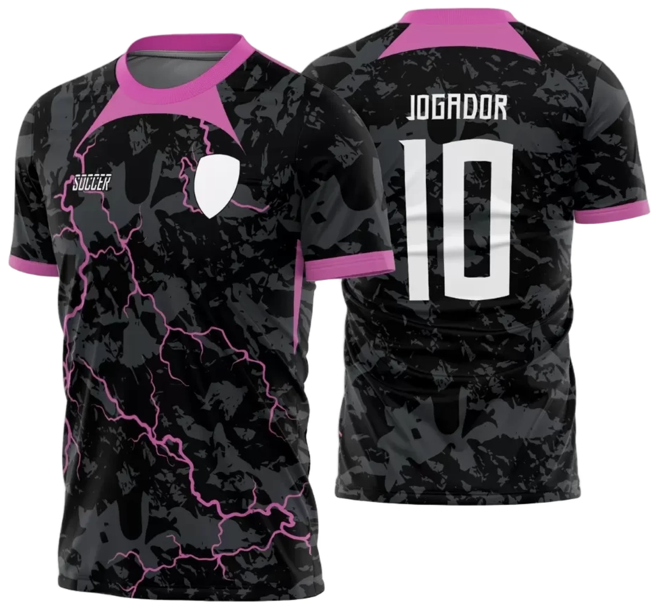 Camiseta unissex preta com logo no peito e estampa grande nas costas do tema InterClasse 2024 Modelo 23 Raios, visual moderno e marcante para quem busca estilo e personalidade.