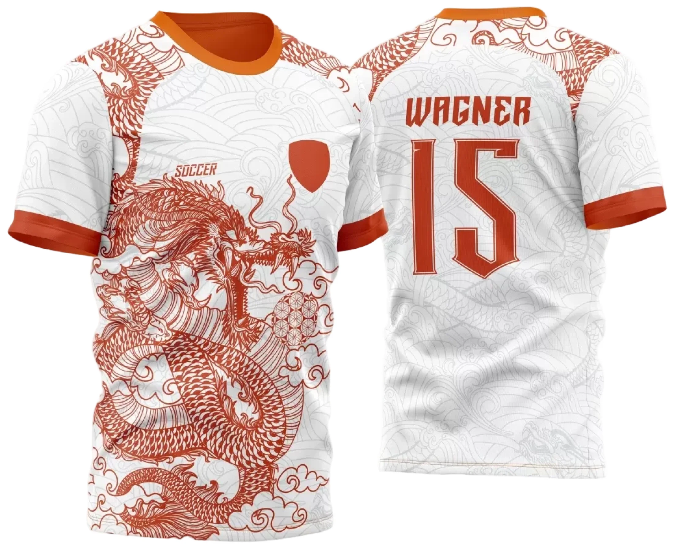 Camiseta unissex preta com logo no peito e estampa grande nas costas com dragão estilizado do InterClasse 2024, modelo 28, design moderno e impactante.