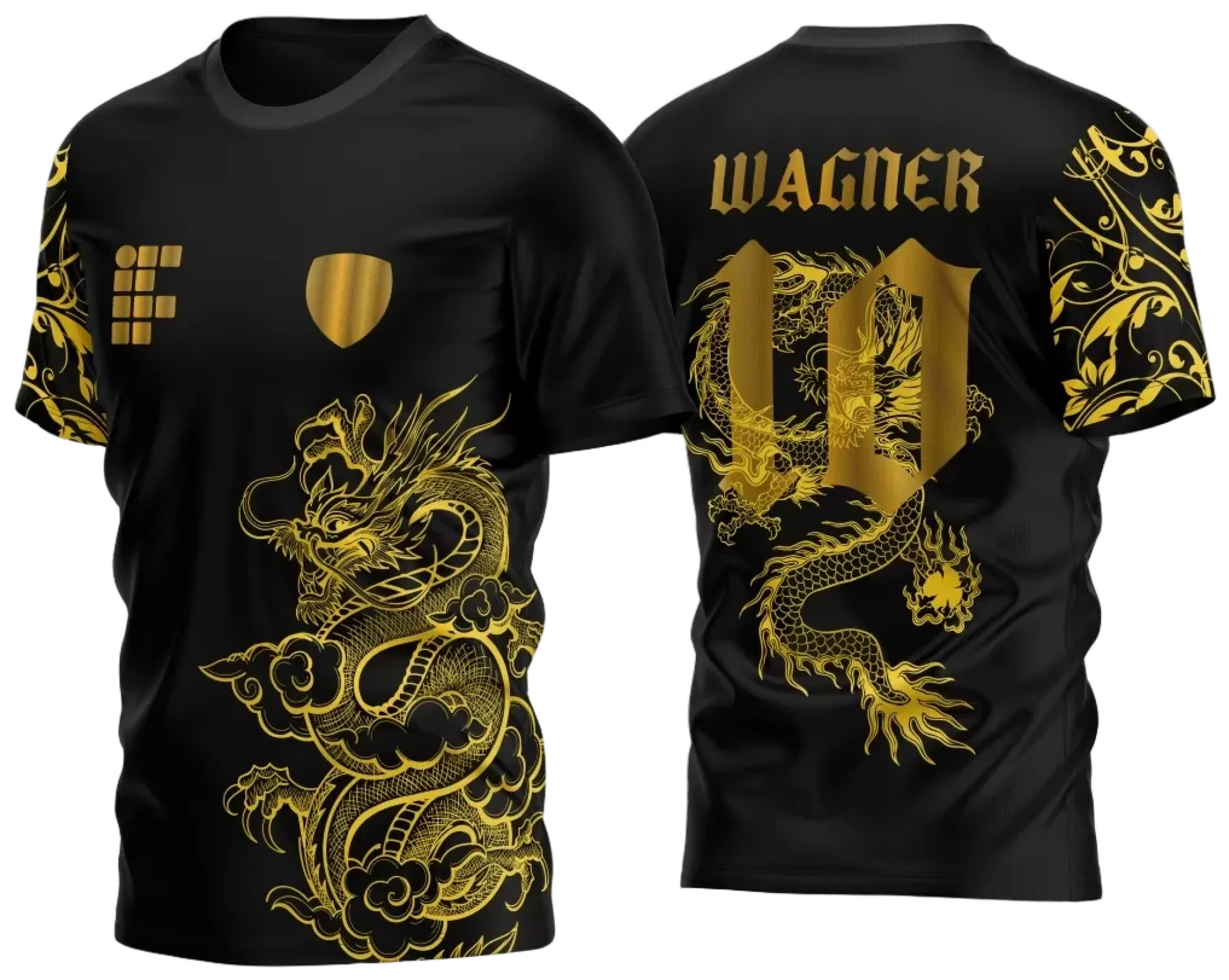 Camiseta unissex preta com logo no peito e estampa grande nas costas destacando o dragão do modelo 32 da InterClasse 2024, perfeita para quem busca estilo marcante e moderna.