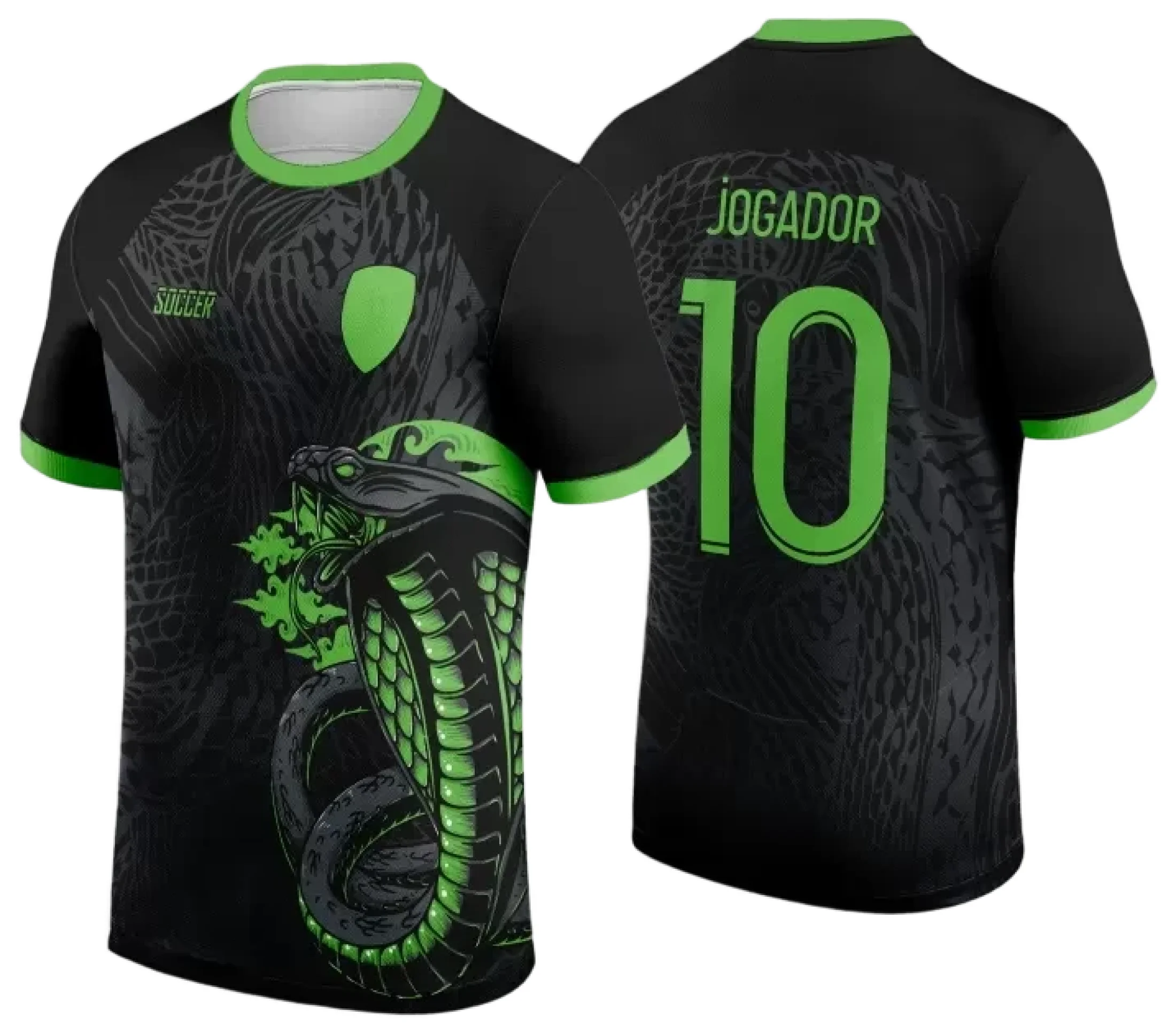 Camiseta unissex preta com logo no peito e estampa grande nas costas do modelo 43 Cobra, design inspirado na interclasse 2024, perfeita para fãs da temporada e estilo único.