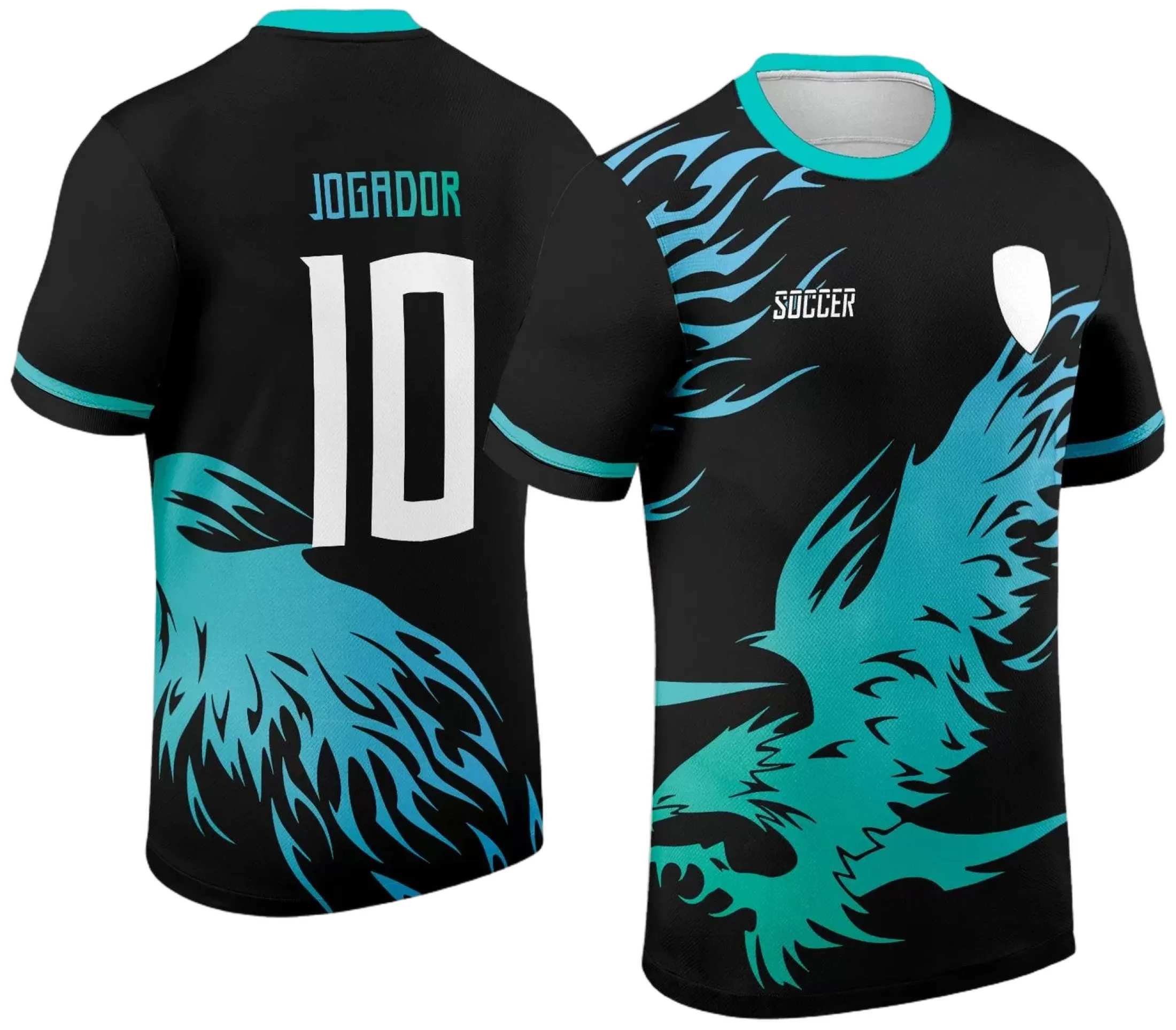 Camiseta unissex preta com logo no peito e estampa grande nas costas do InterClasse 2024 Modelo 44 Fenix, design moderno e vibrante para eventos e turmas.