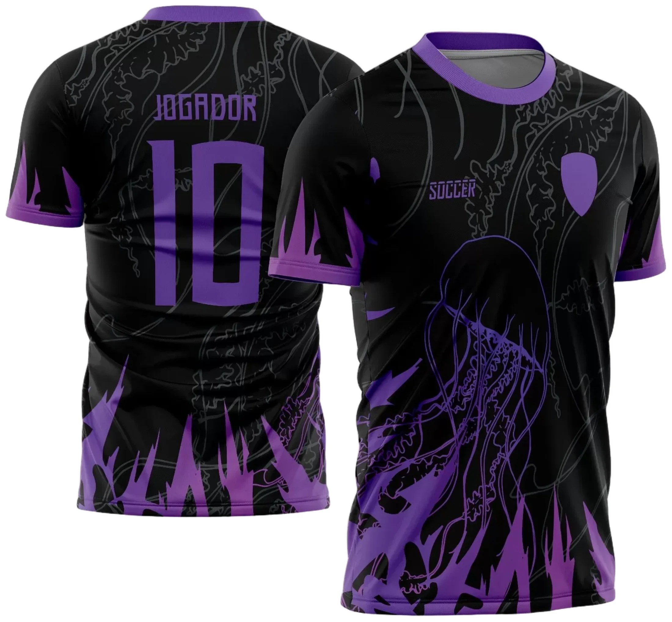 Camiseta unissex preta com logo no peito e estampa grande nas costas mostrando uma Medusa do Mar no modelo 45 da InterClasse 2024, estilo impactante e moderno para amantes do mar.