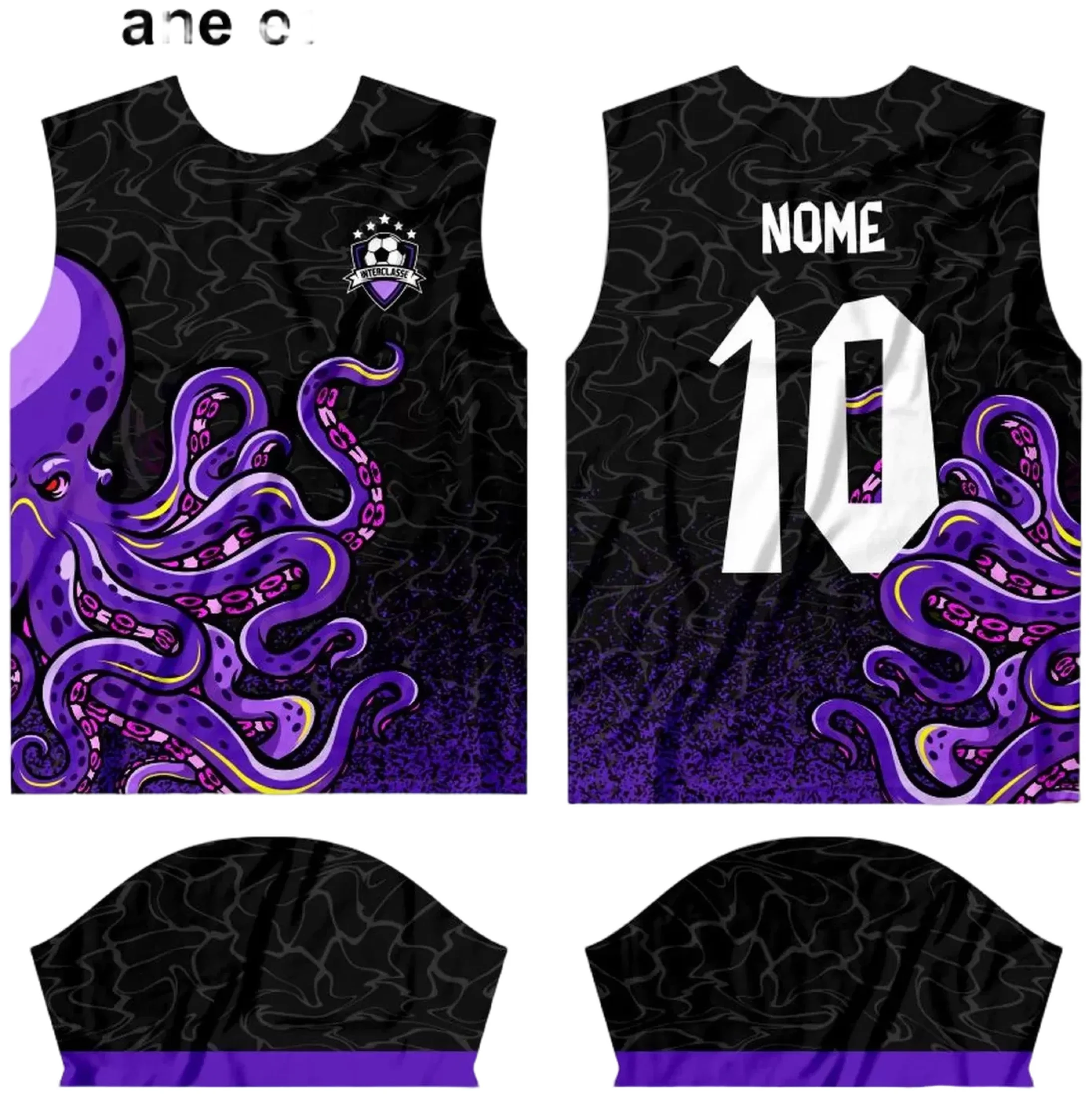 Camiseta unissex preta com logo no peito e estampa grande nas costas mostrando o tema Interclasse 2024, ideal para uso em eventos escolares e esportivos.