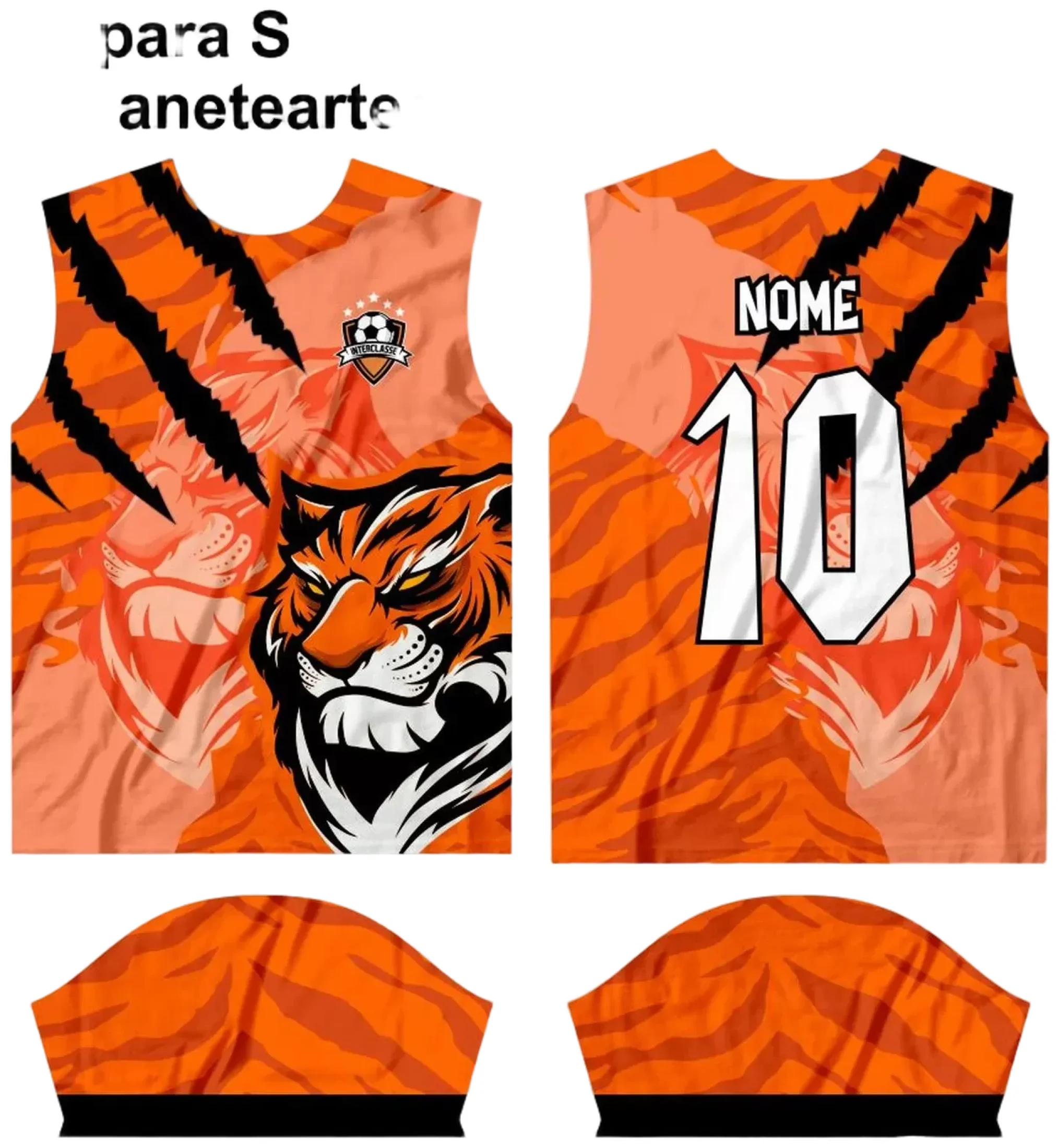 Camiseta unissex preta com logo no peito e estampa grande nas costas mostrando tema Interclasse 2024, ideal para confraternizações escolares e eventos de equipes.