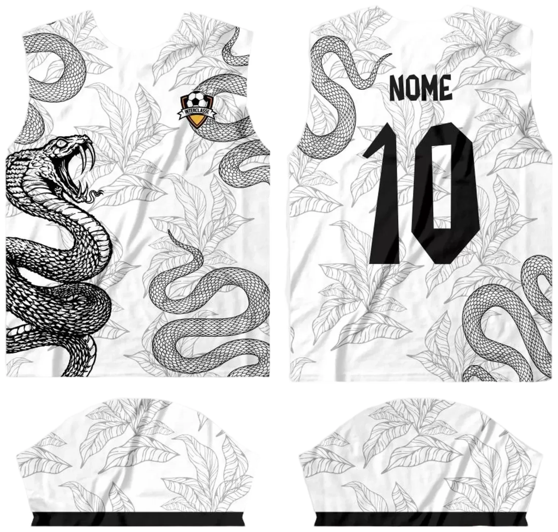 Camiseta unissex preta com logo no peito e estampa grande nas costas com tema Interclasse 2024, perfeita para eventos escolares e confraternizações.