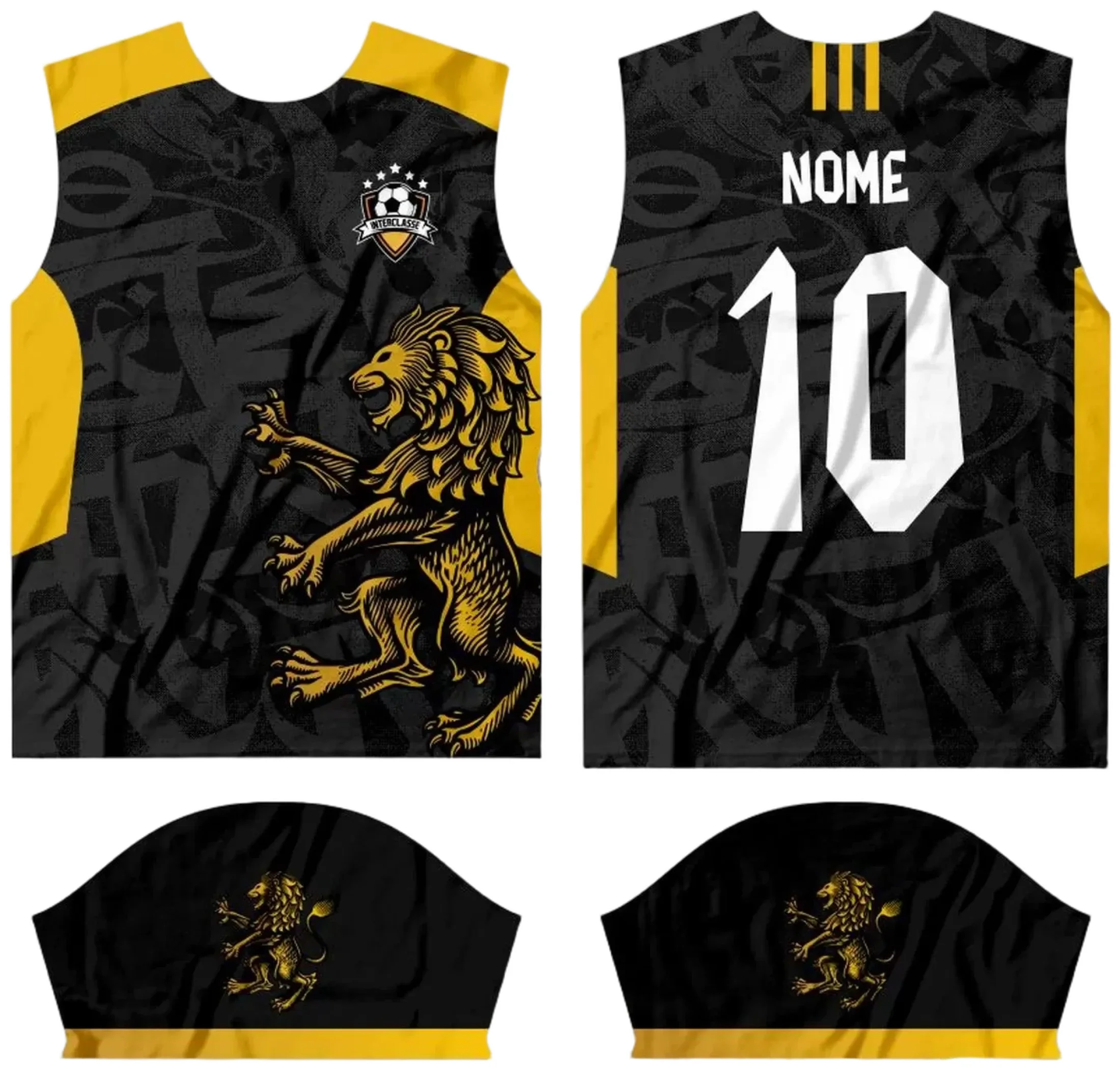 Camiseta unissex preta com logo no peito e estampa grande nas costas com tema Interclasse 2024, ideal para festas e eventos escolares.