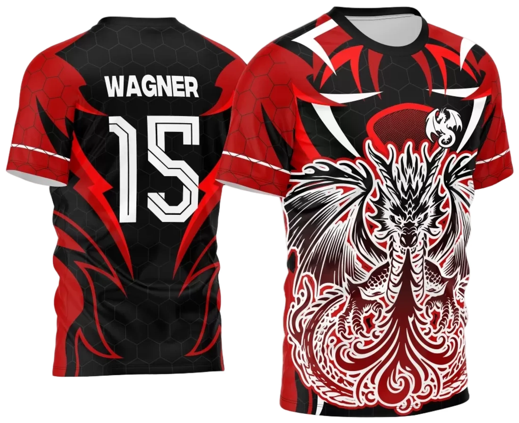 Arte Vetor Camisa Interclasse Dragão Fogo Vermelho 2024 - 2025