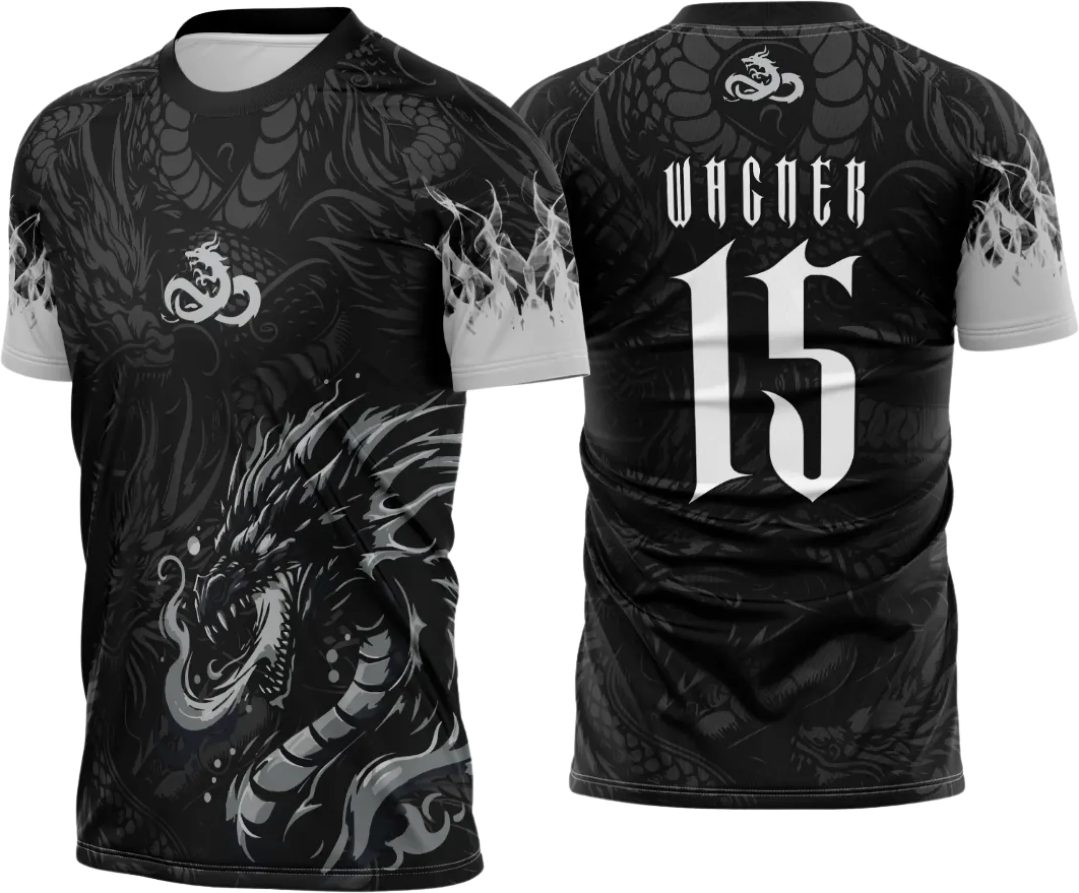 Arte Vetor Camisa Interclasse Dragão Negro Fogo 2025