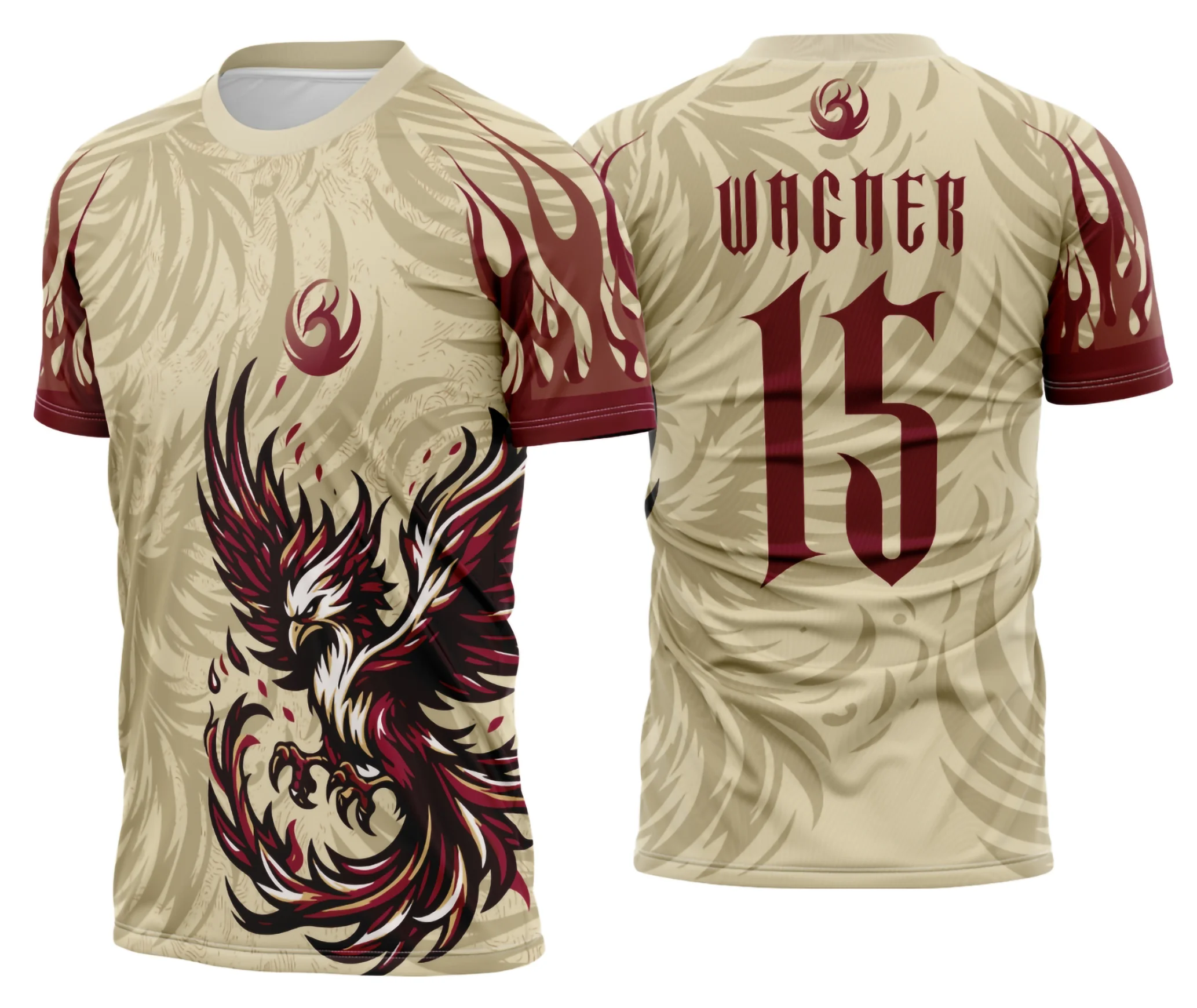 Arte Vetor Camisa Interclasse Fênix Bege Fogo 2025